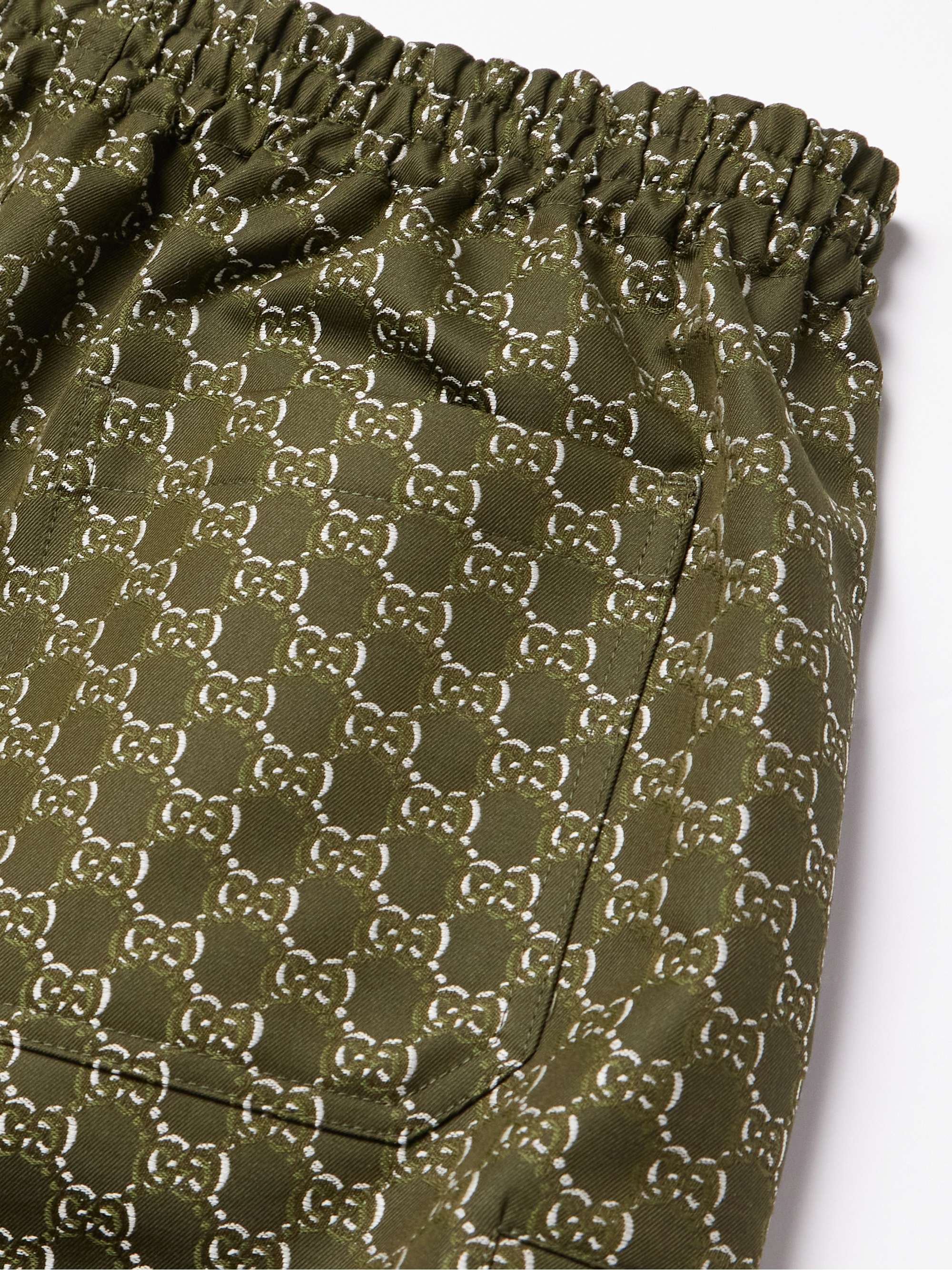 Slim-Fit Straight-Leg Logo-Jacquard Cotton Cargo Shorts view