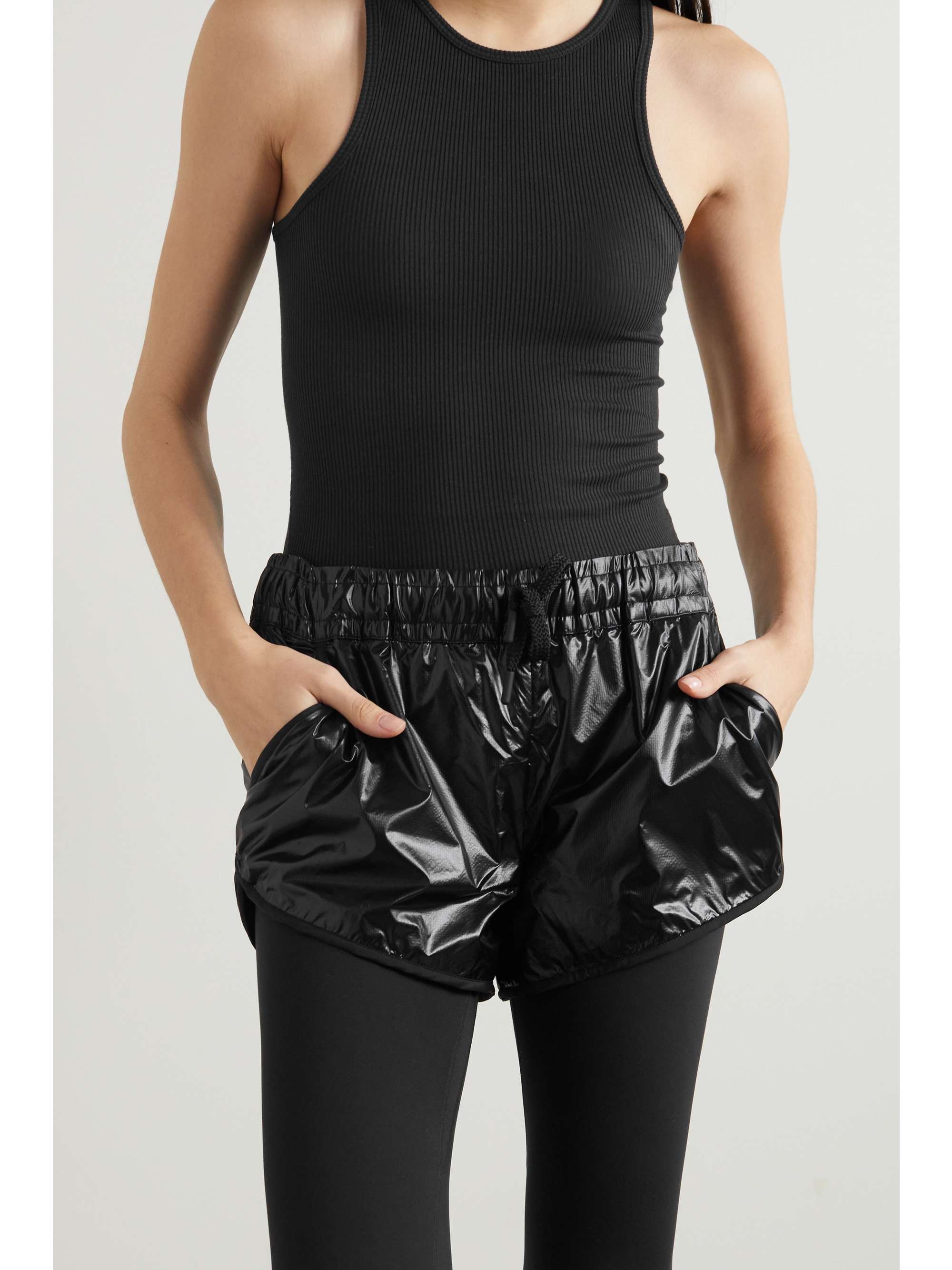 Glossed-ripstop shorts view