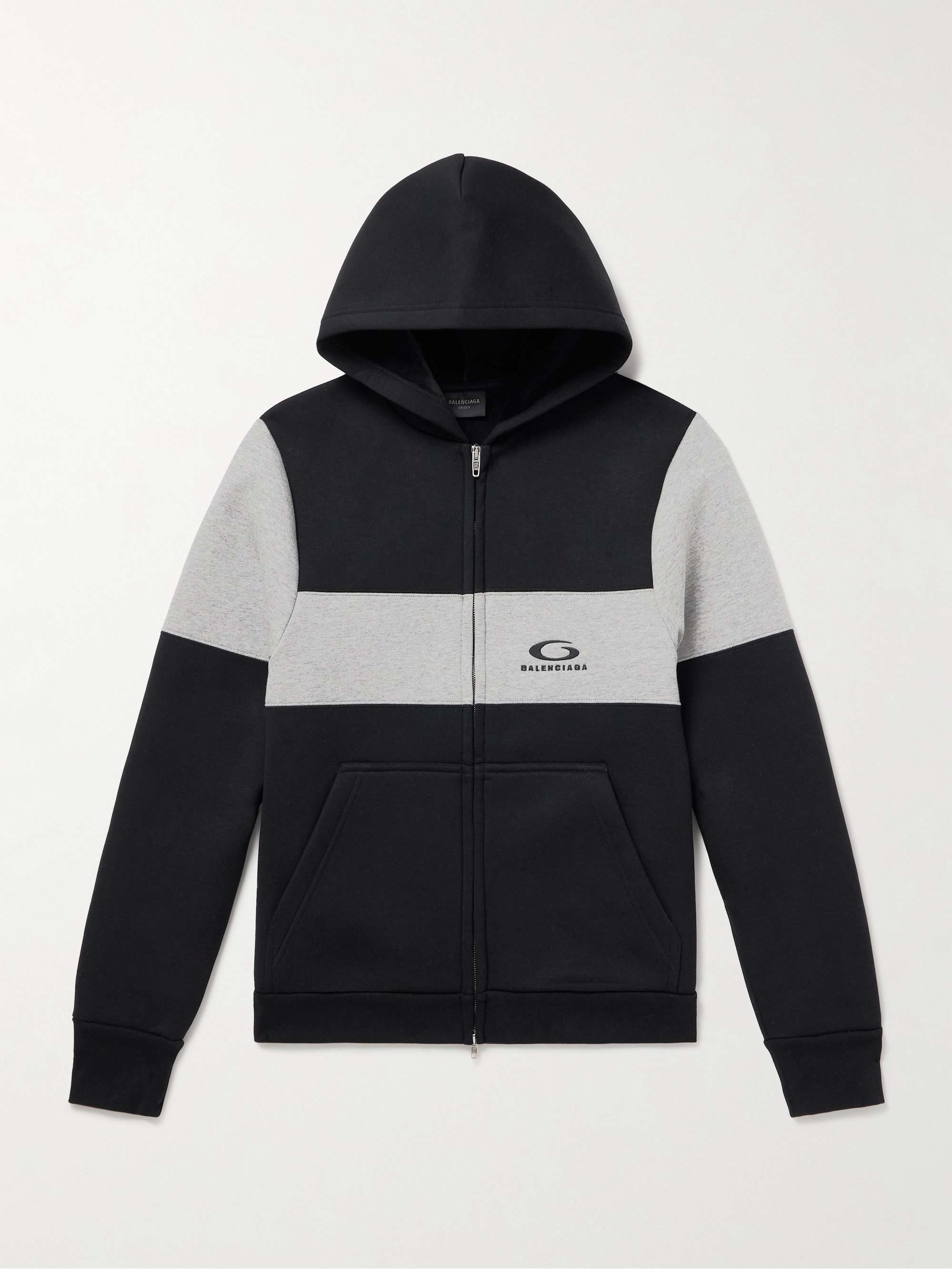 Logo-Embroidered Colour-Block Cotton-Jersey Hoodie view