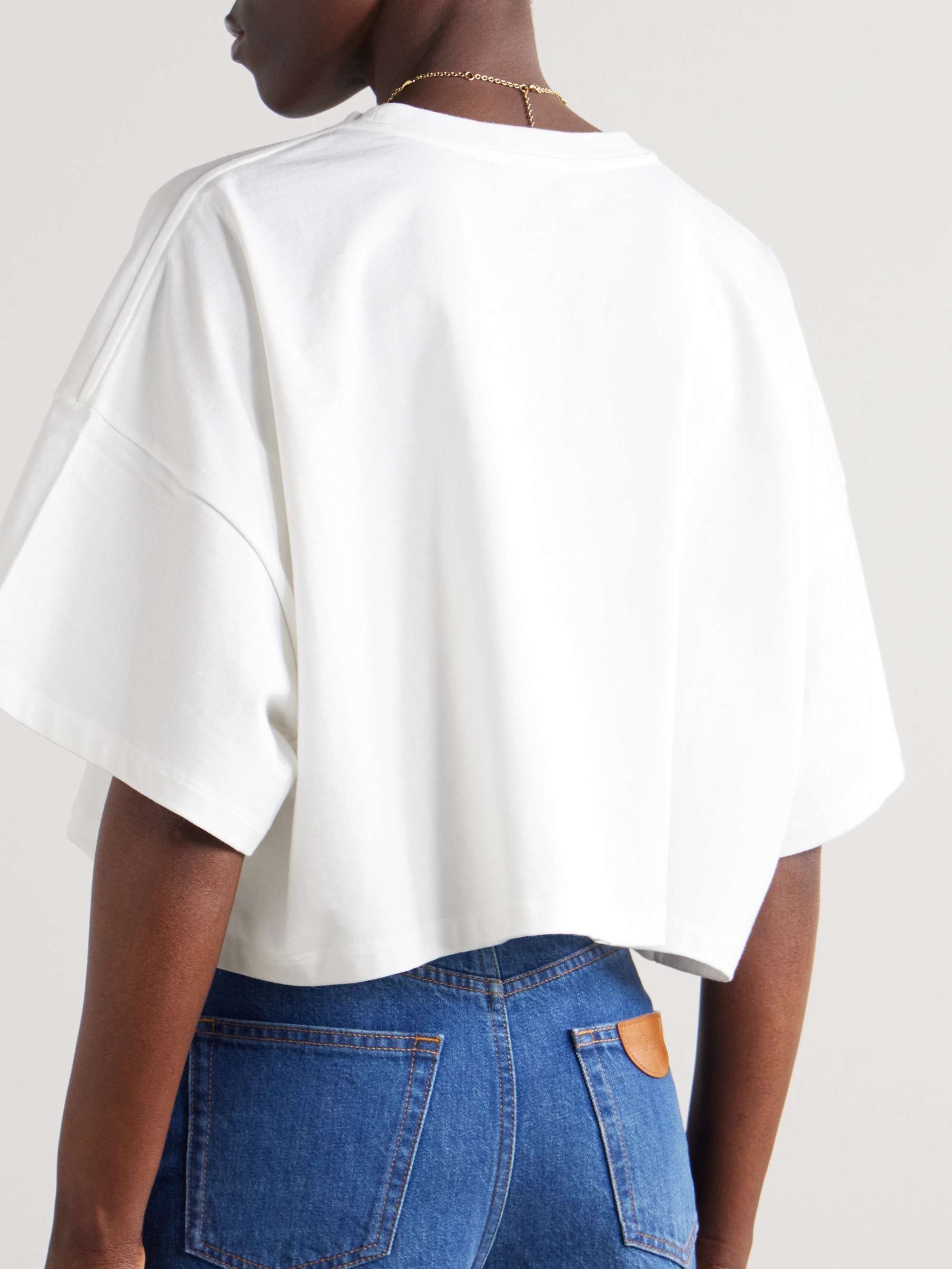 Cropped printed cotton-jersey T-shirt view