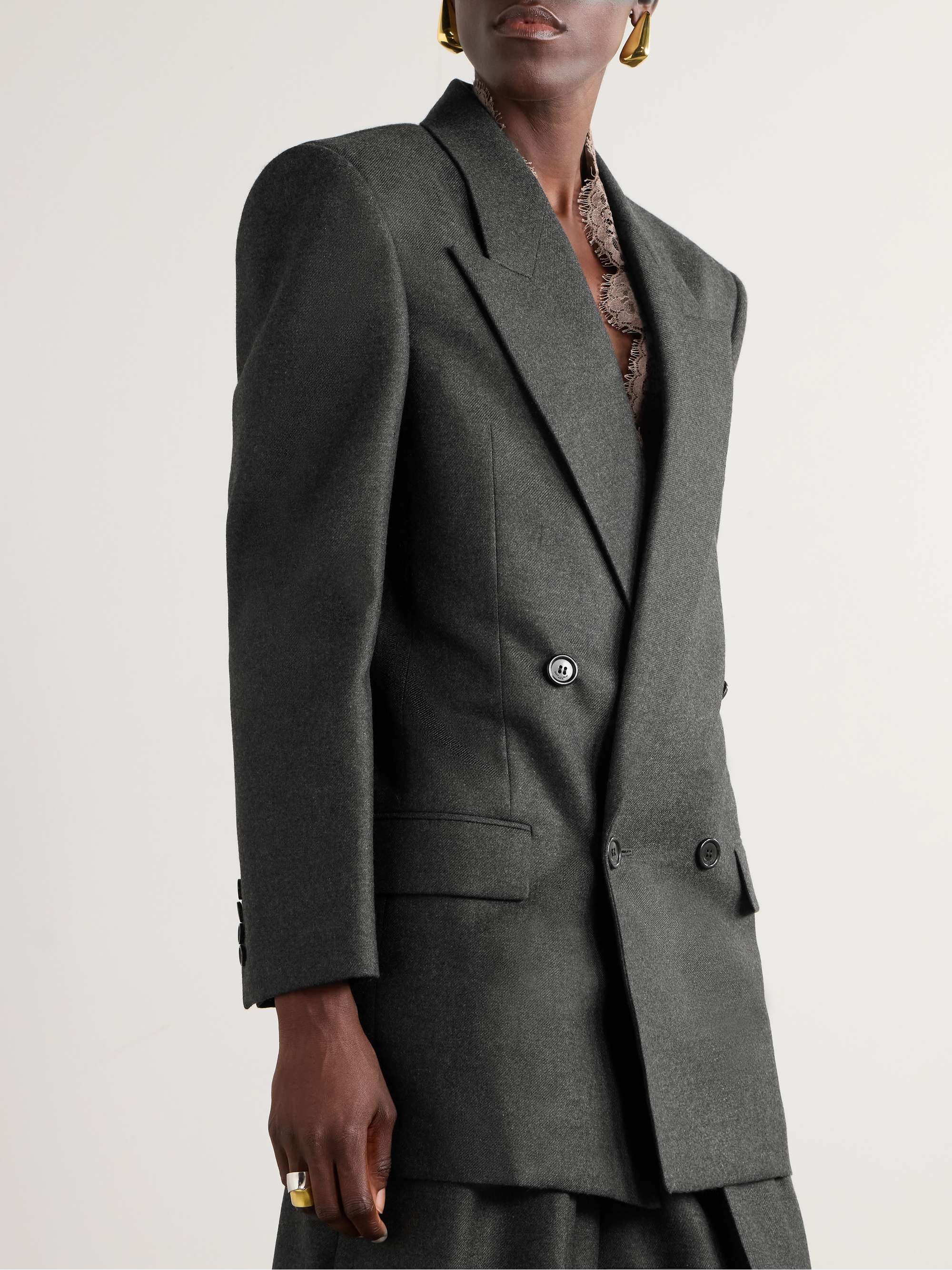 Double-breasted cashmere-twill blazer view