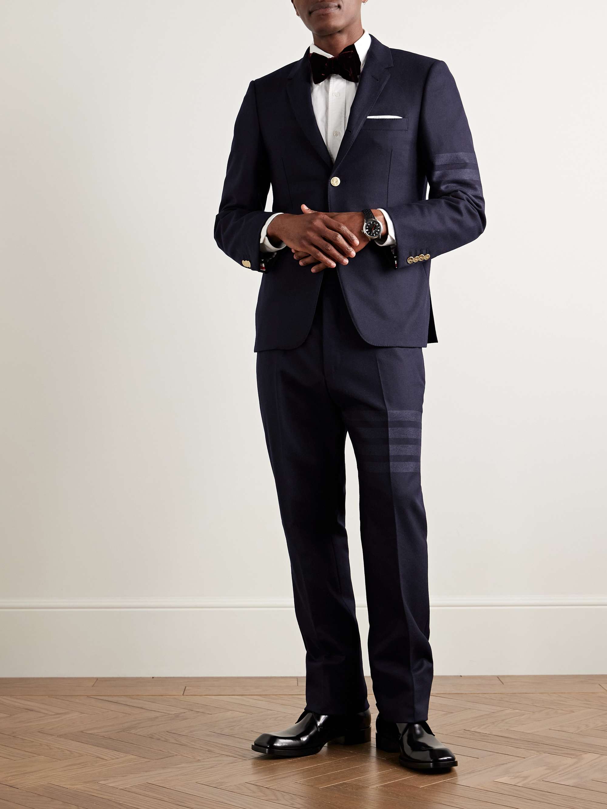Slim-Fit Straight-Leg Striped Wool and Cashmere-Blend Flannel Suit Trousers view