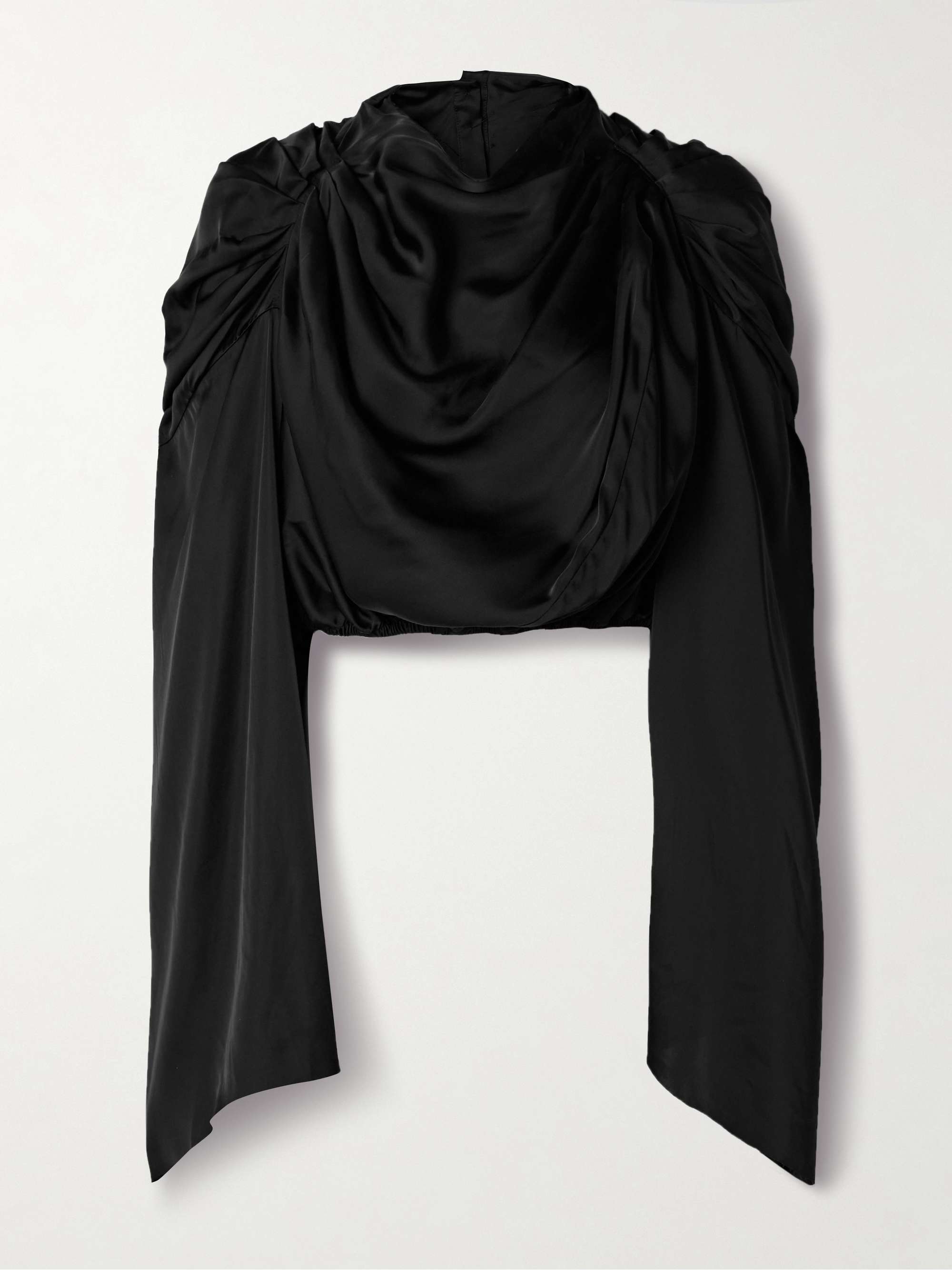 Claudette cropped draped charmeuse top view