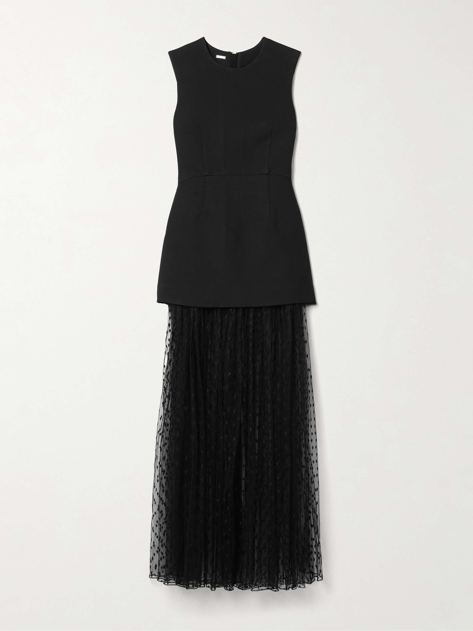 Layered fil coupé silk and grain de poudre wool-blend peplum maxi dress view