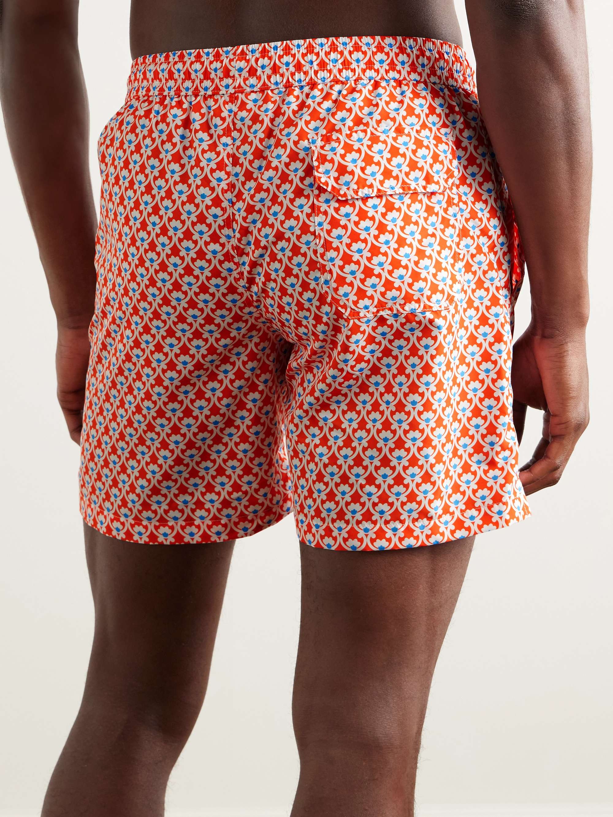Slim-Fit Straight-Leg Mid-Length Printed Swim Shorts view