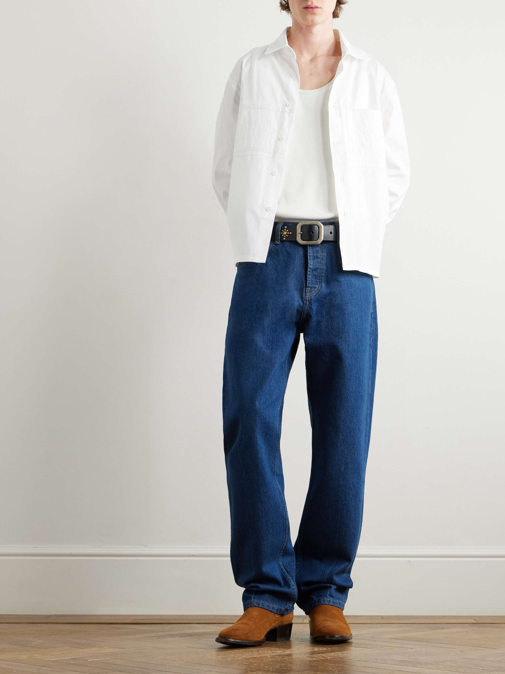 Pit Crew Logo-Embroidered Cotton-Poplin Shirt view