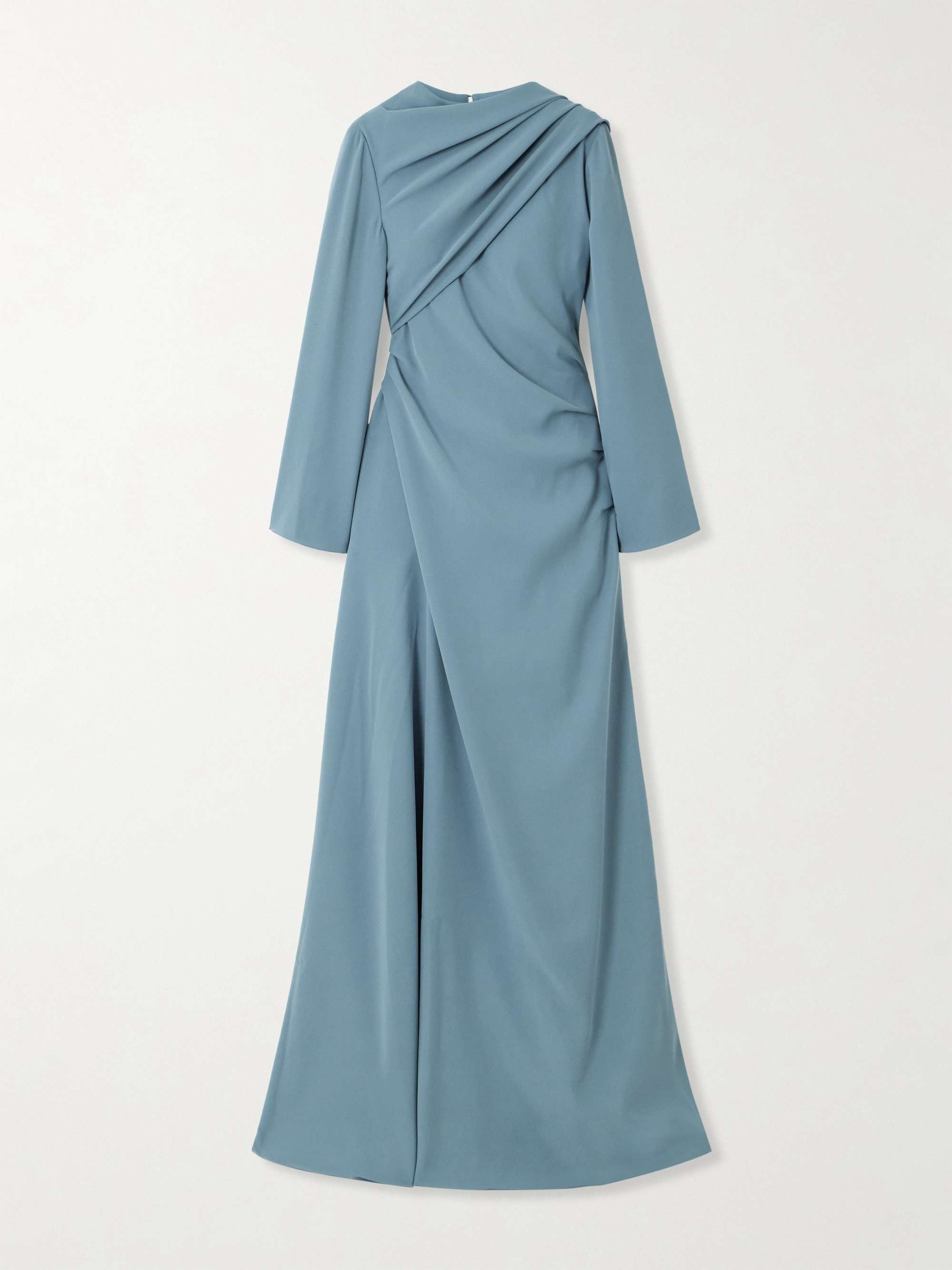 Draped scarf-detailed wrap-effect silk-crepe gown view
