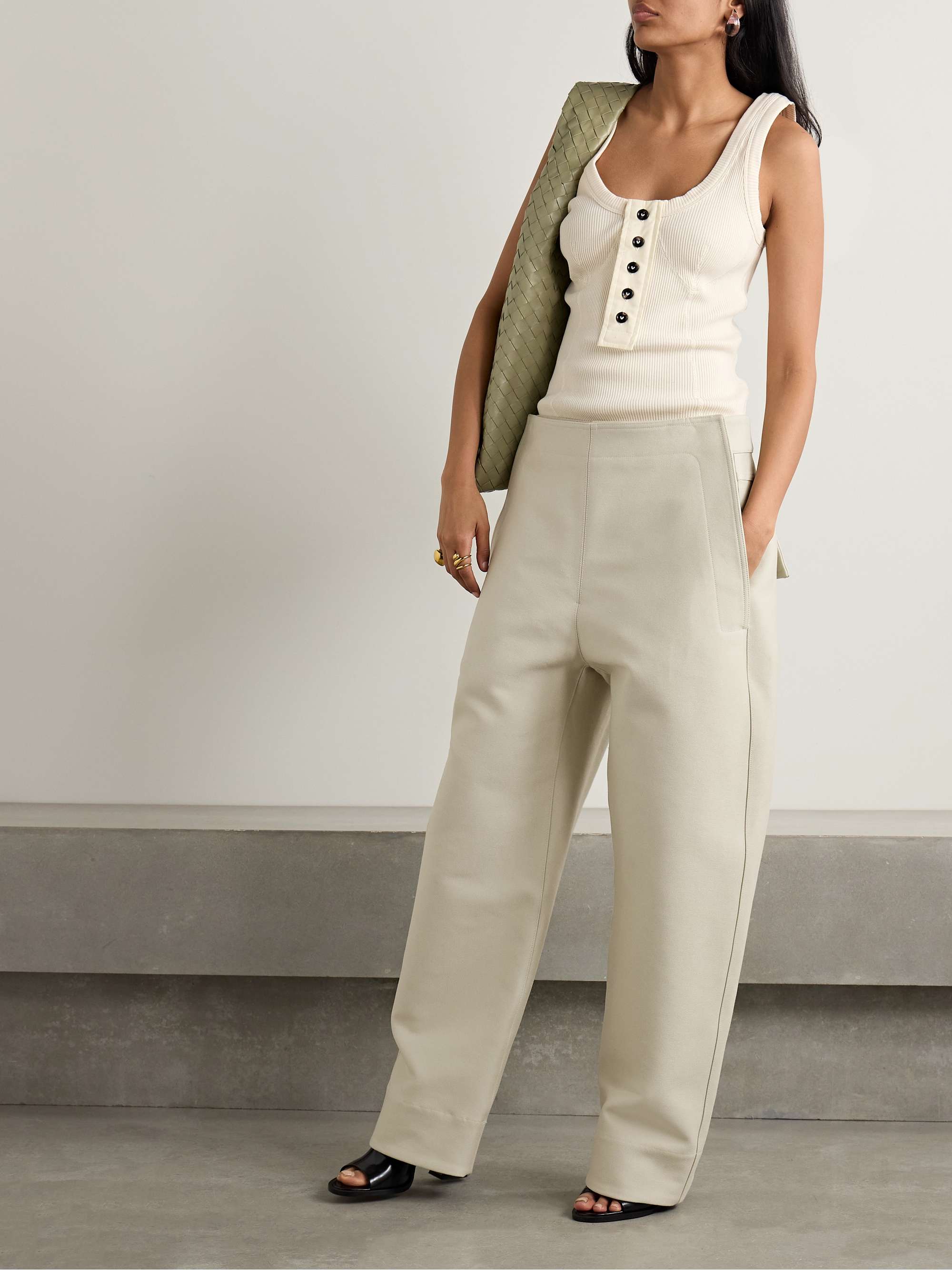 Layered cotton-gabardine wide-leg pants view