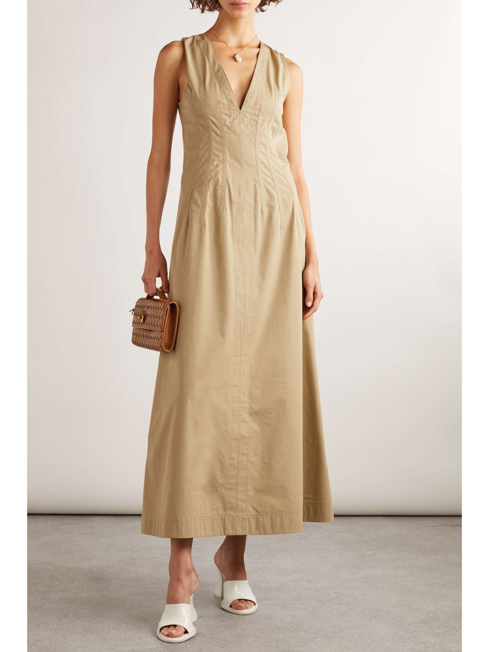 Tie-detailed cotton-blend maxi dress view