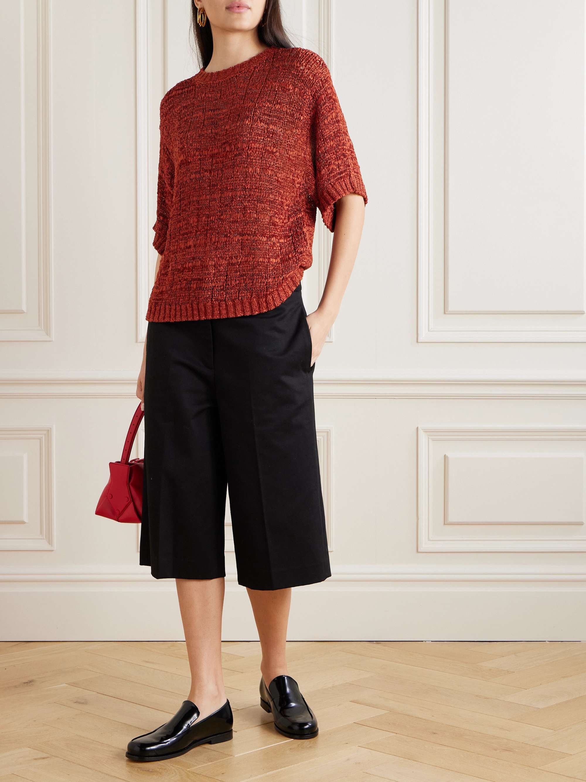 Open-knit silk top view