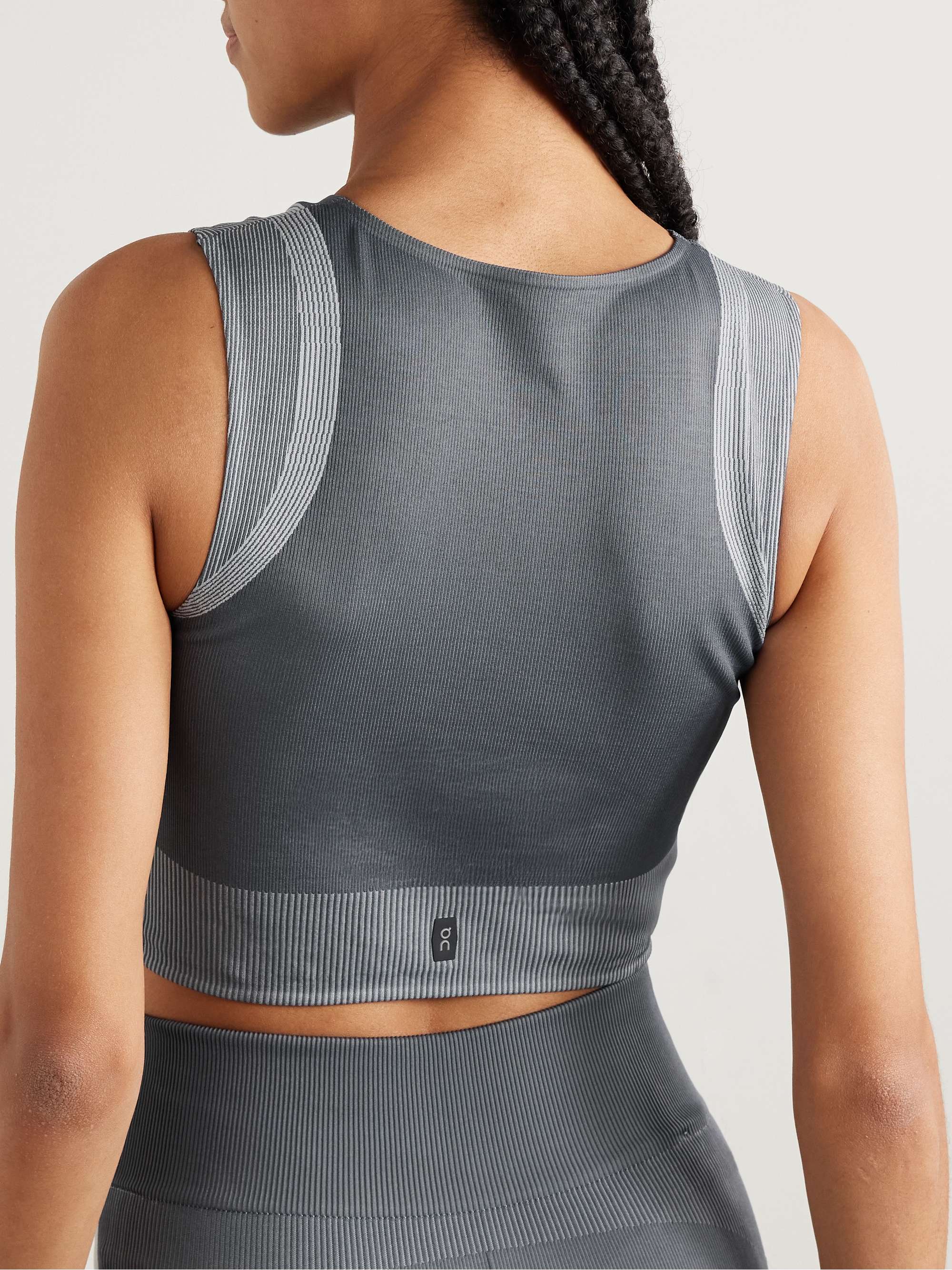 Studio cropped ribbed stretch recycled tank view