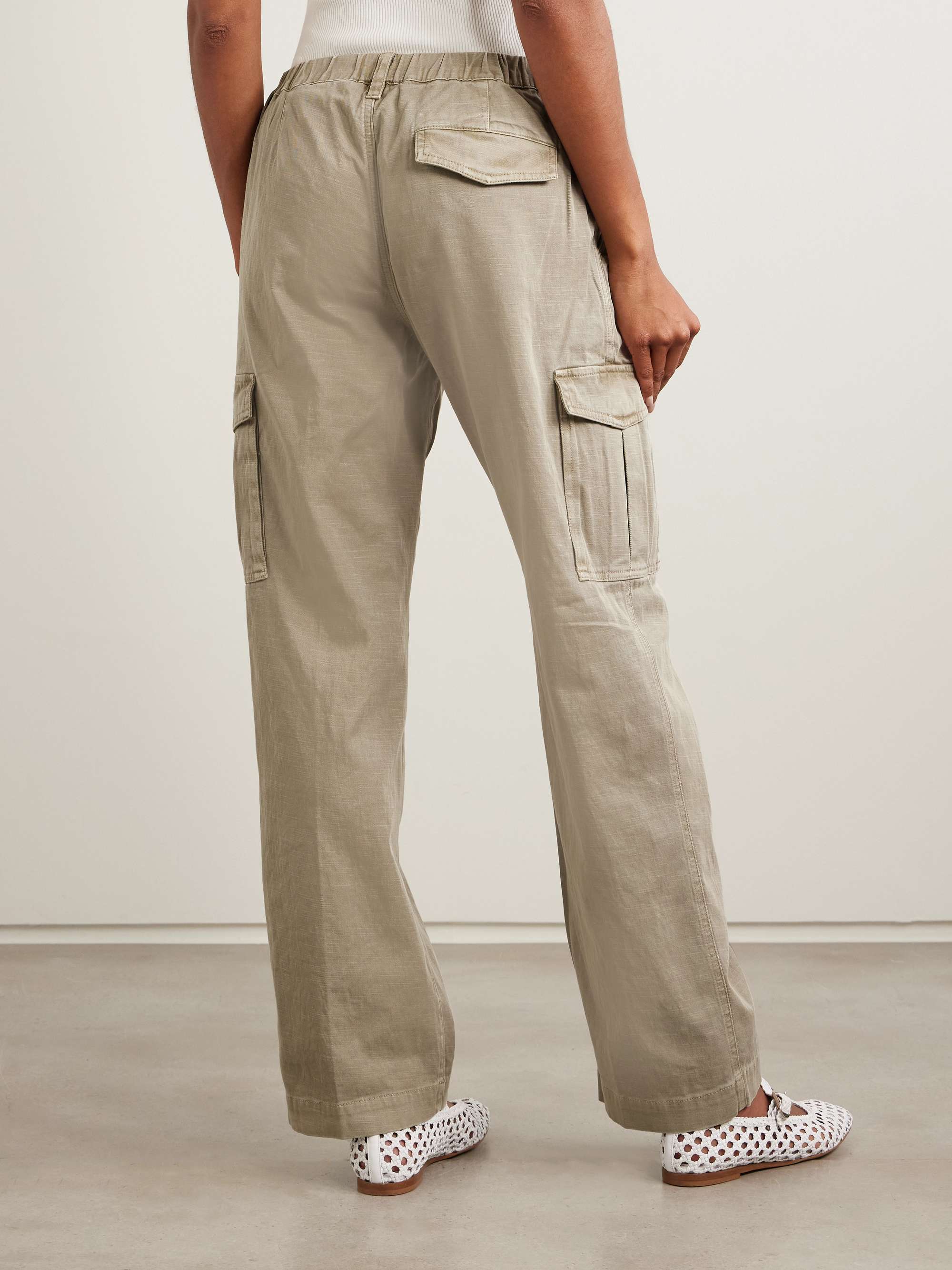 Cotton-blend twill straight-leg cargo pants view