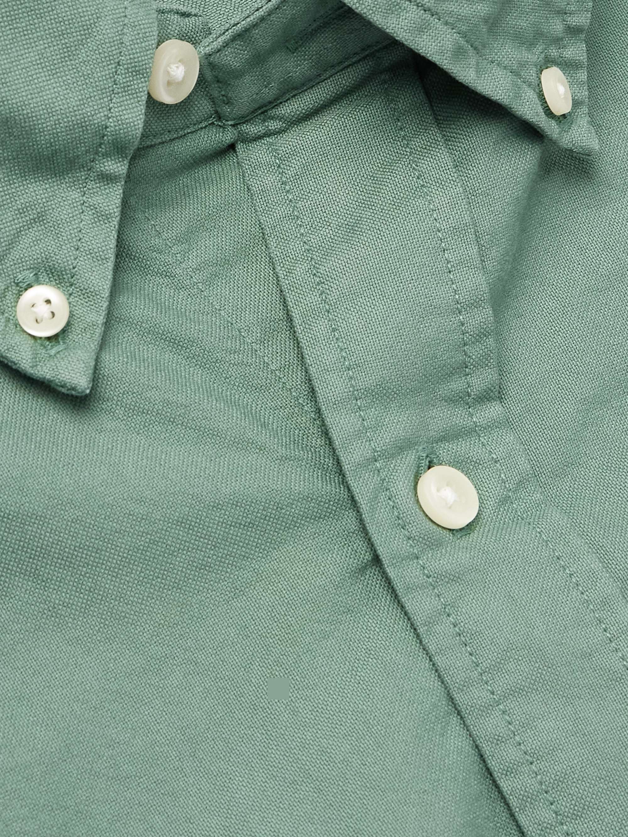 Slim-Fit Button-Down Collar Logo-Embroidered Cotton-Piqué Shirt view
