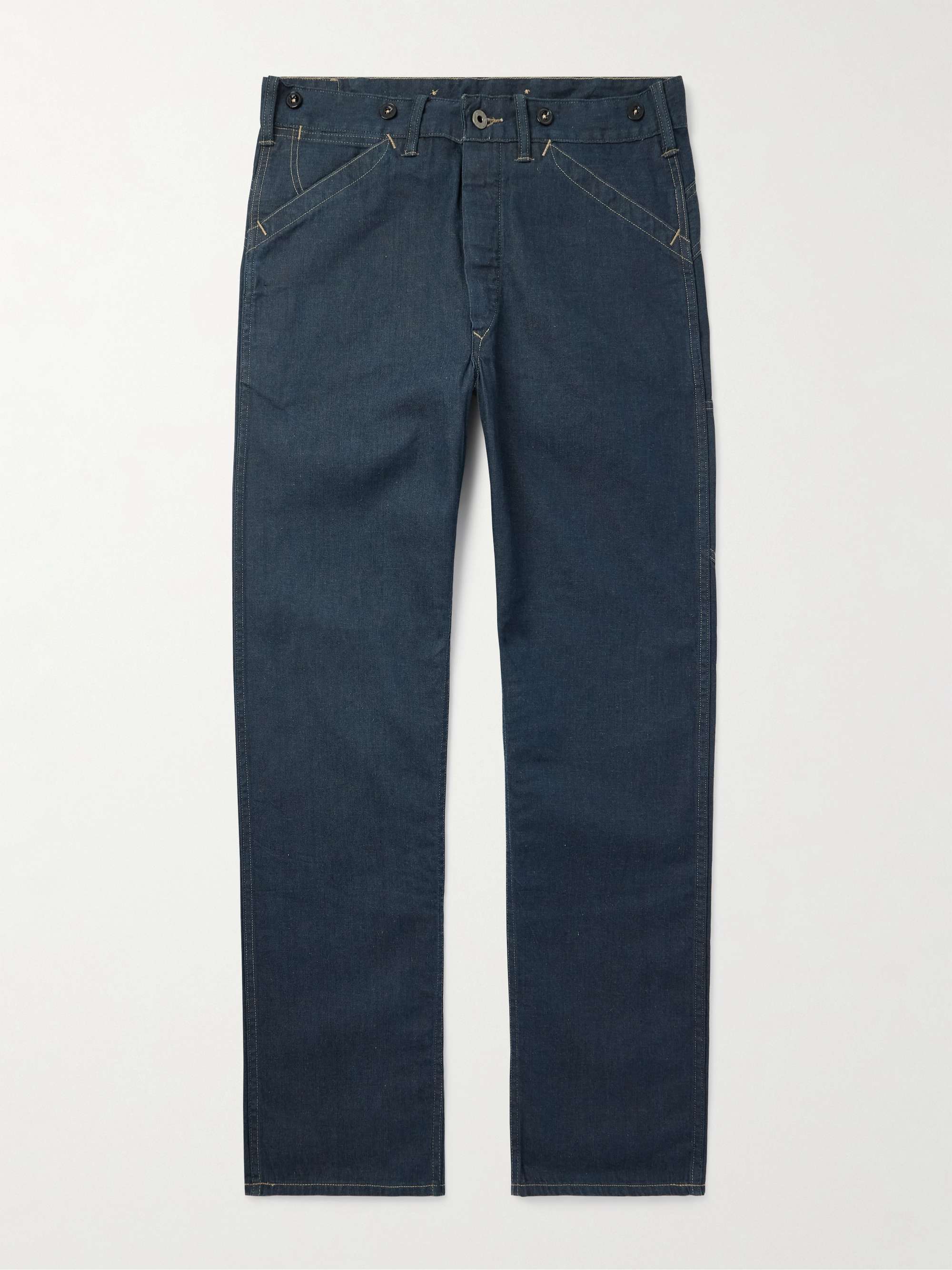 Straight-Leg Indigo-Dyed Denim Trousers view