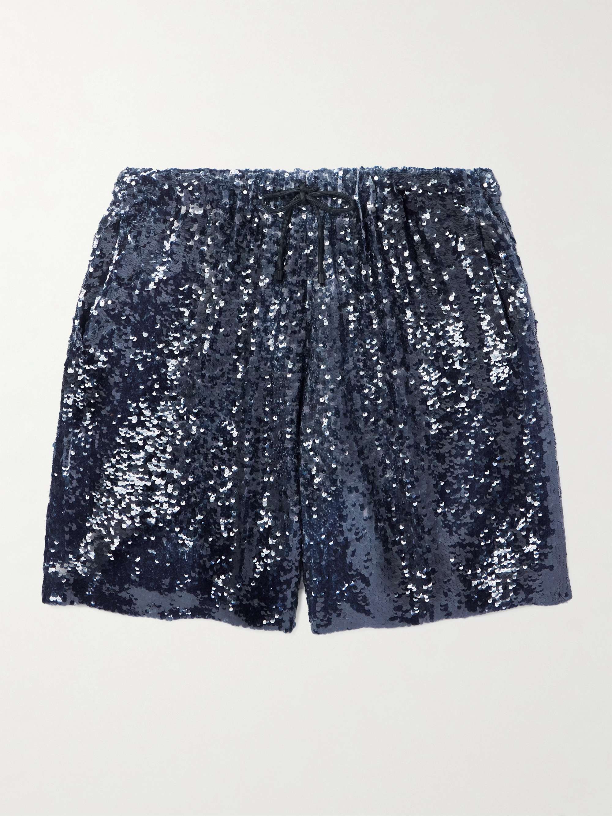 Straight-Leg Sequinned Crepe Drawstring Bermuda Shorts view