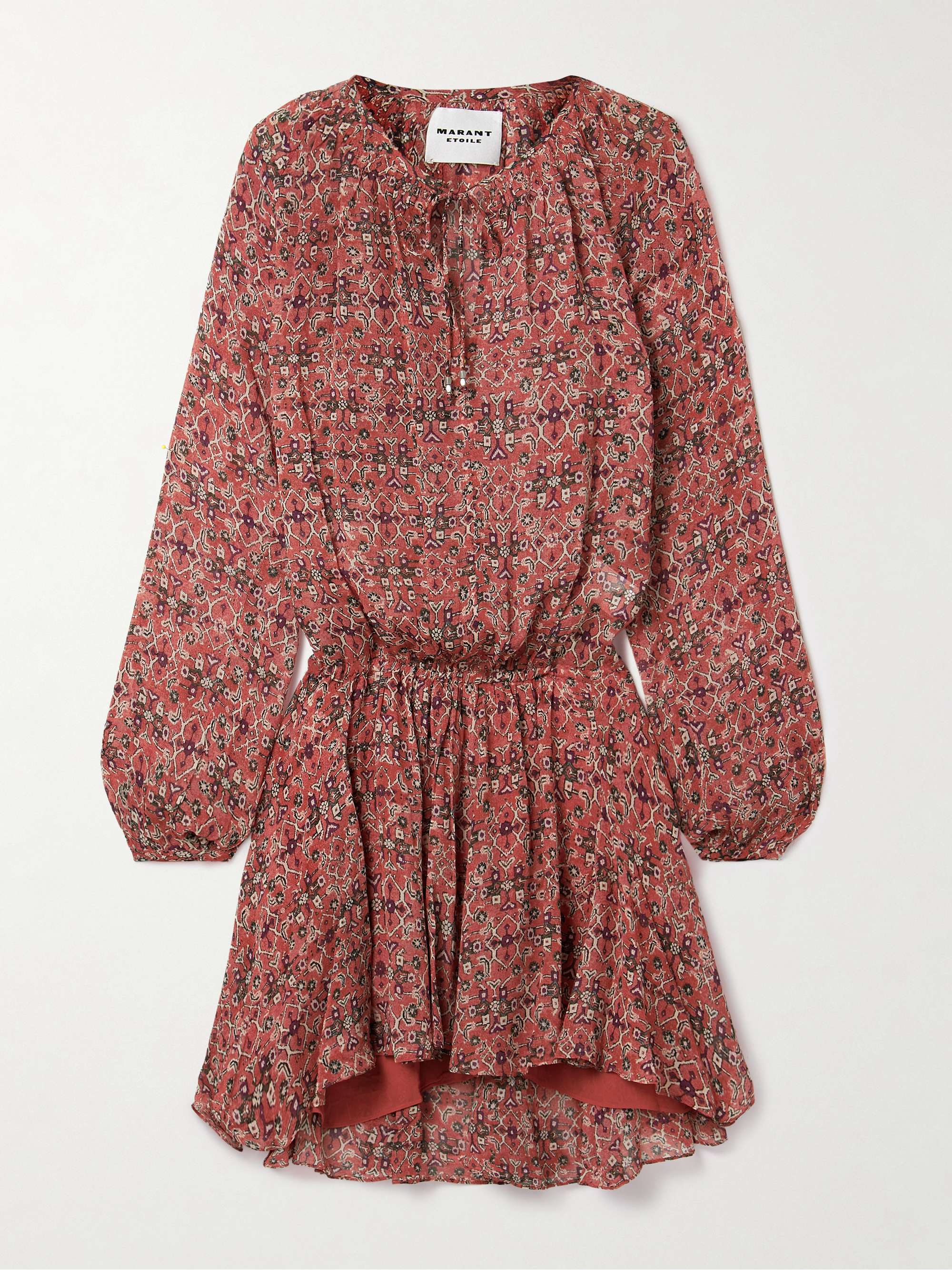 Bess gathered printed georgette mini dress view