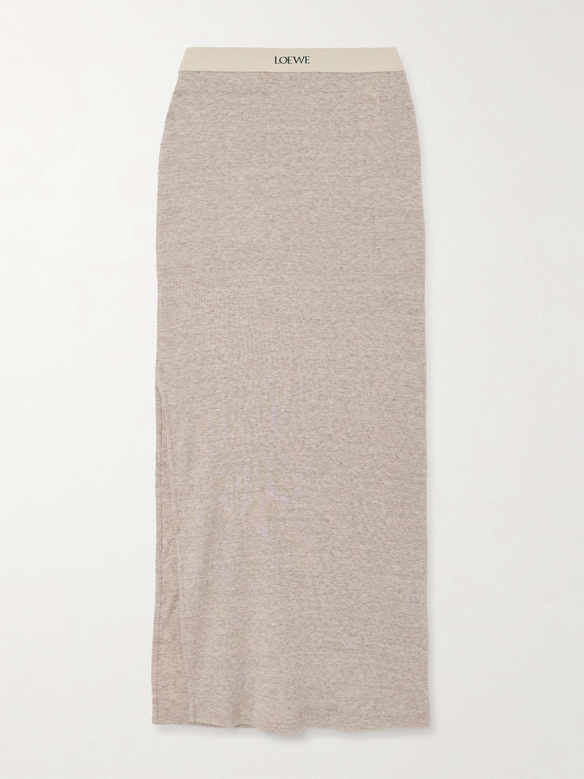 Cotton and wool-blend jersey midi skirt view