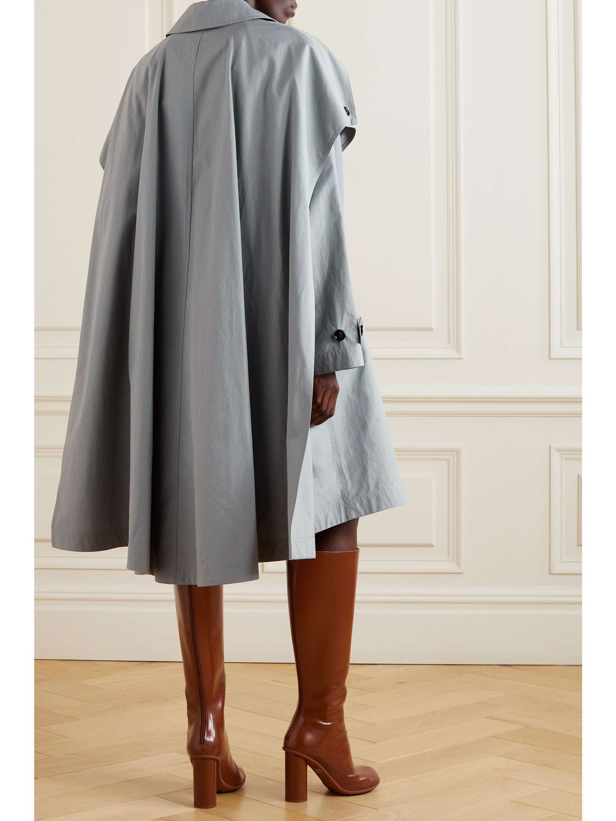 Cape-effect cotton-gabardine trench coat view