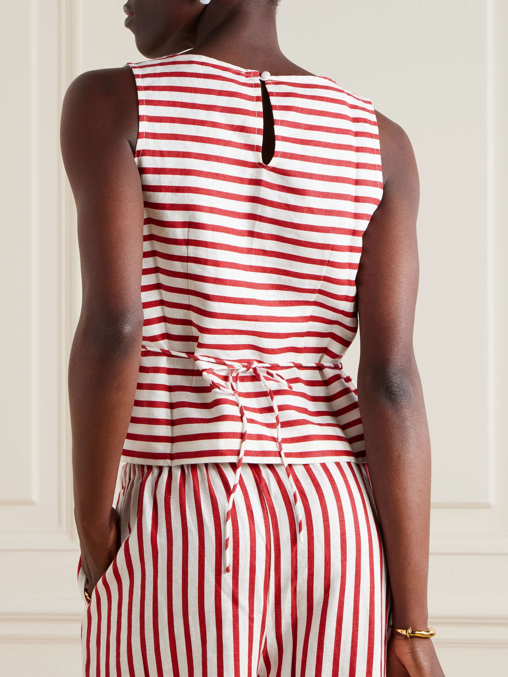 Kelly striped linen top view