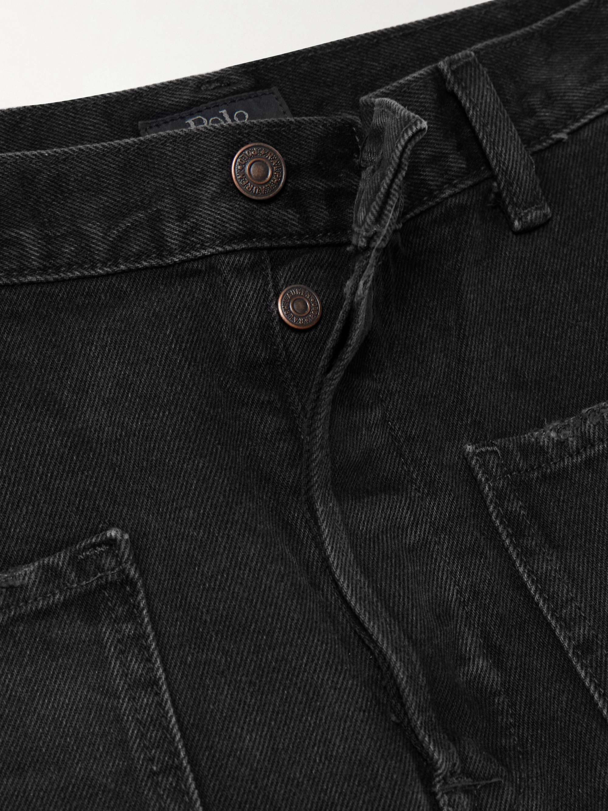 Frayed high-rise tapered jeans view