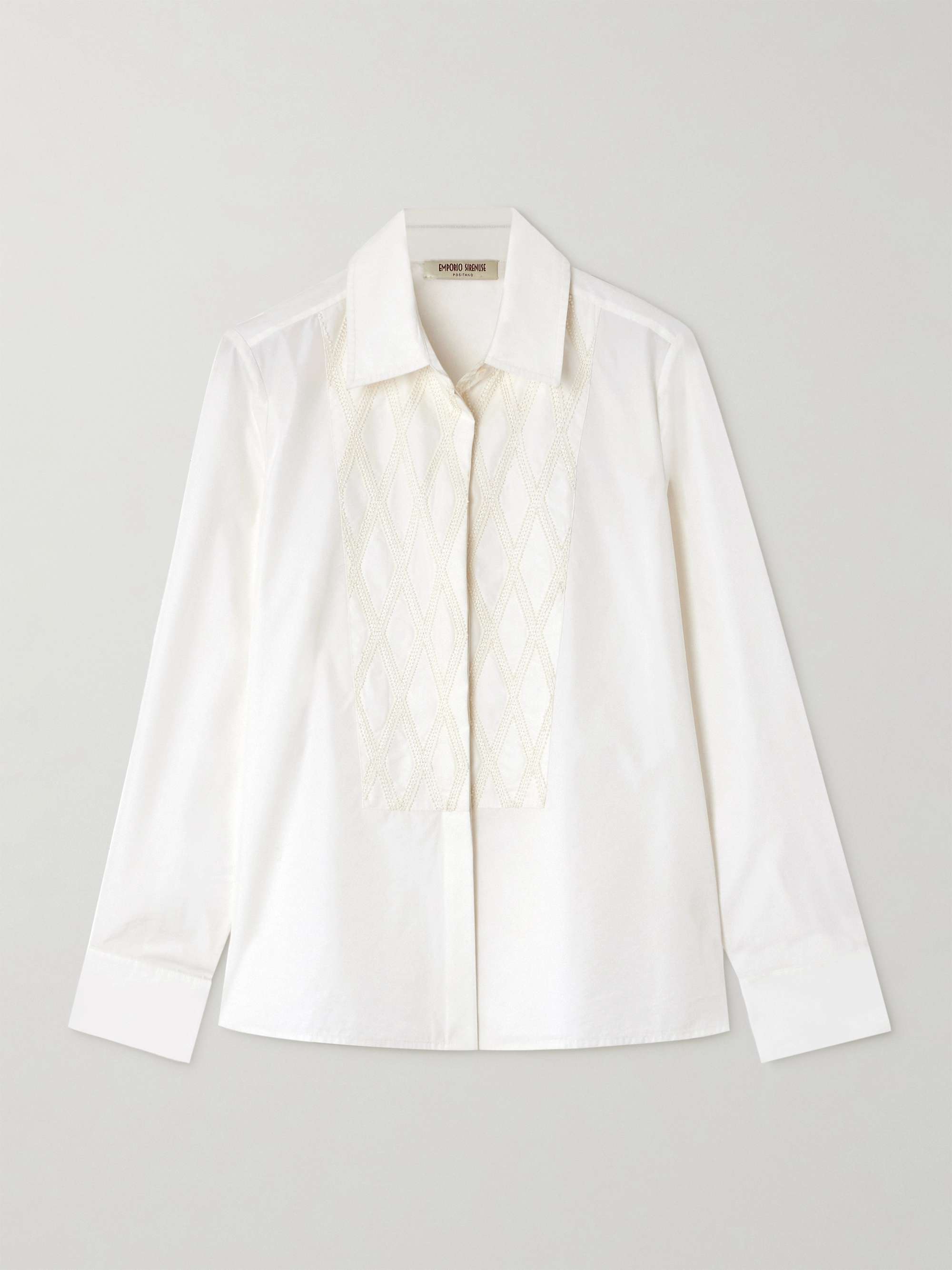 Cassandra bead-embellished embroidered cotton-blend poplin shirt view