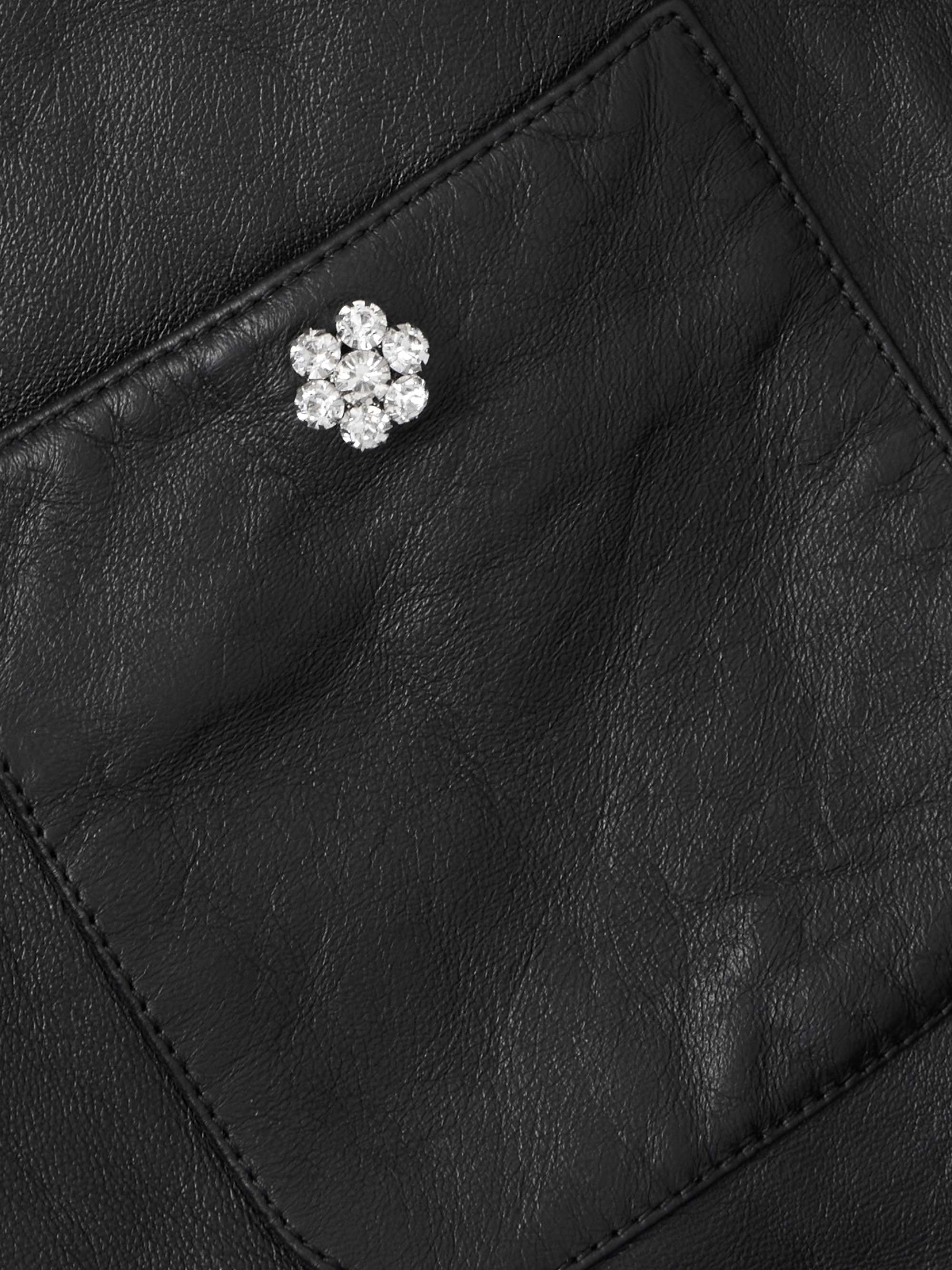 Slim-Fit Crystal-Embellished Leather Jacket view