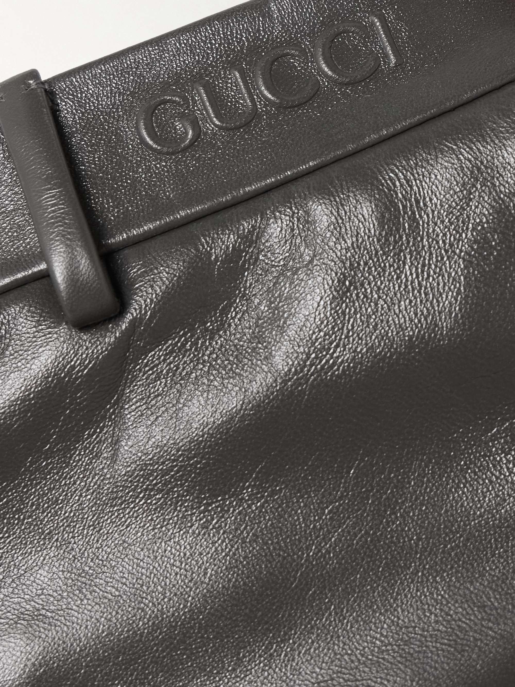 Embossed leather shorts view