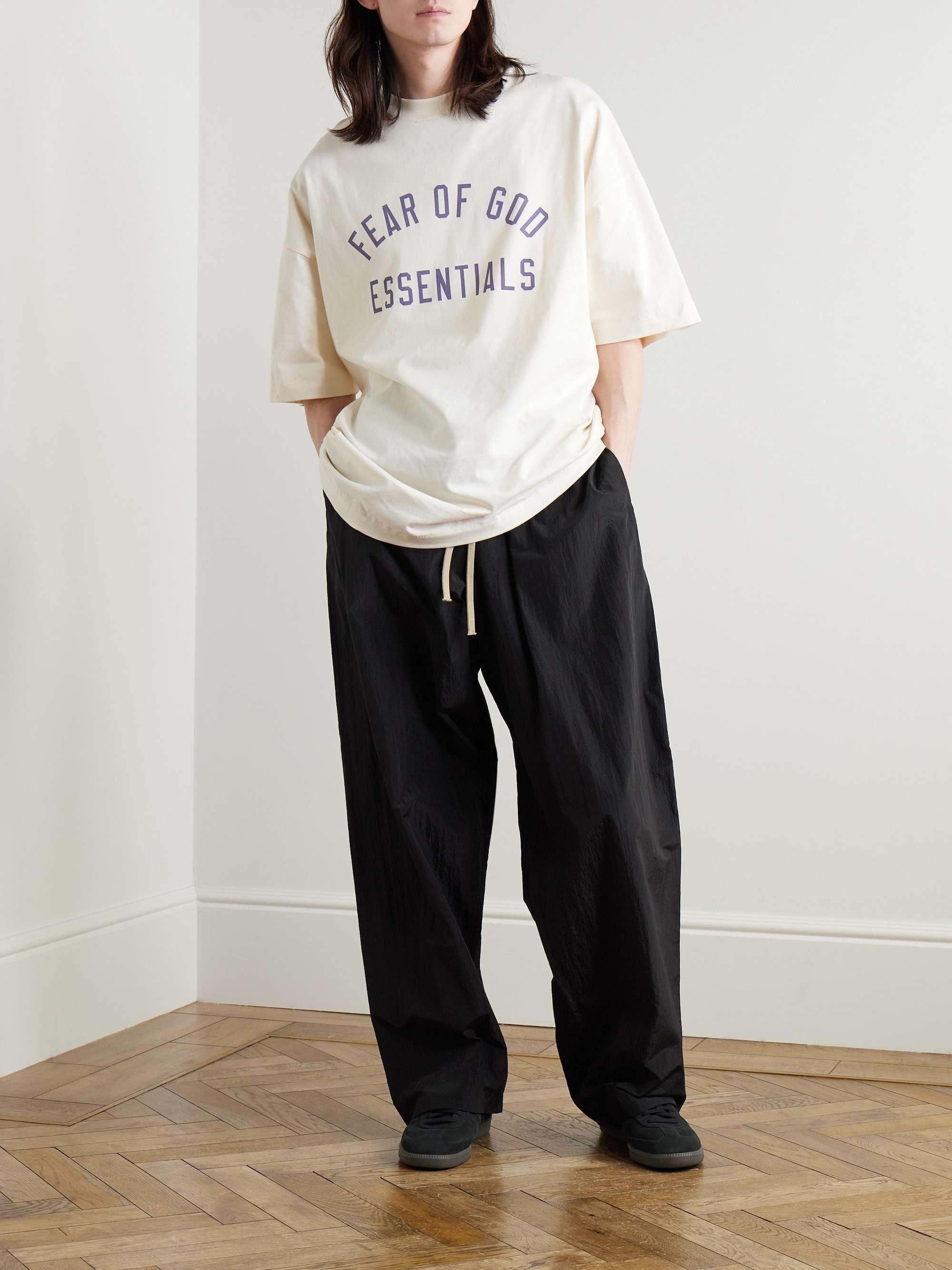 Straight-Leg Crinkled Nylon-Ripstop Drawstring Trousers view