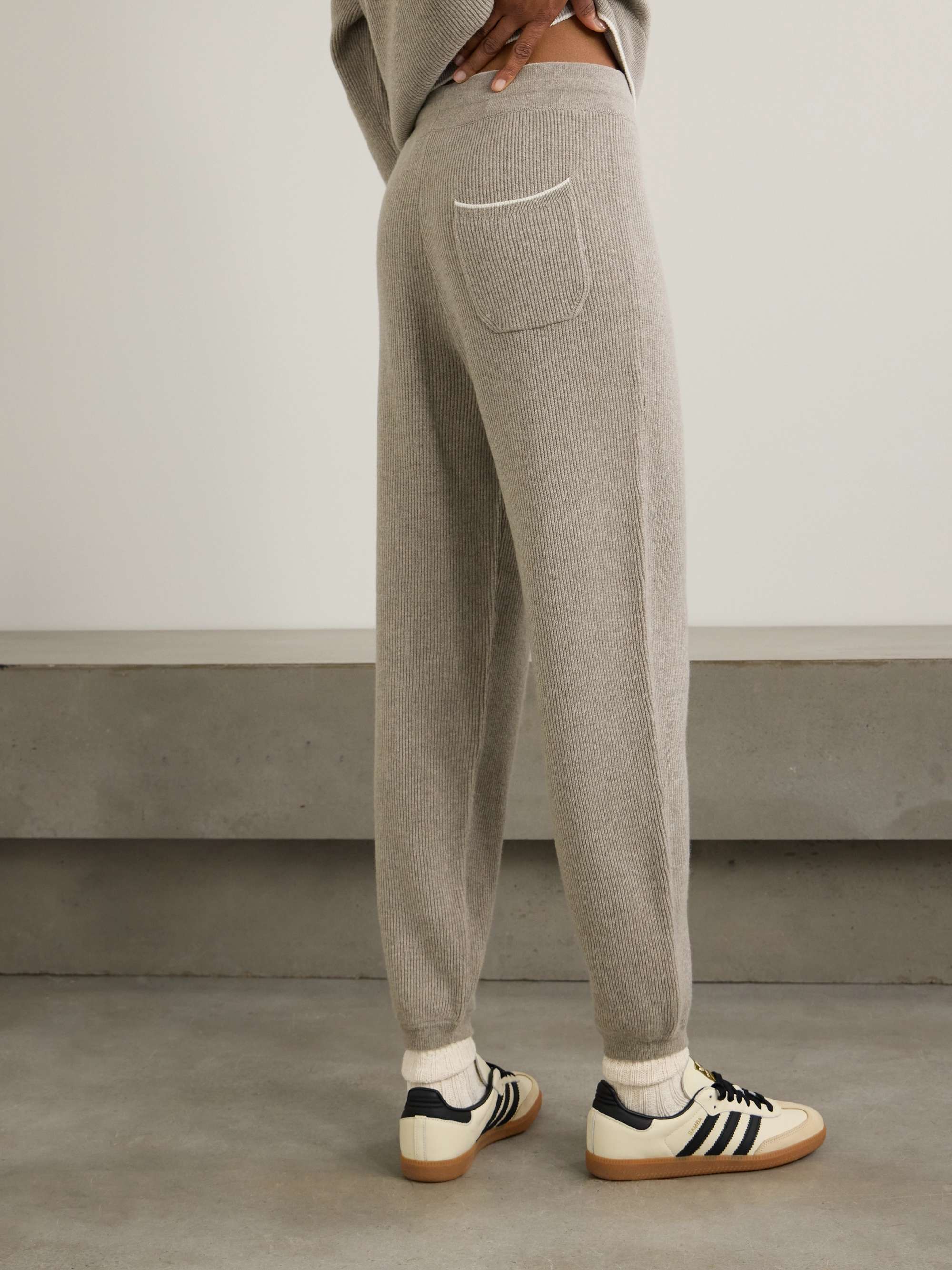 Darford ribbed cashmere tapered track pants view
