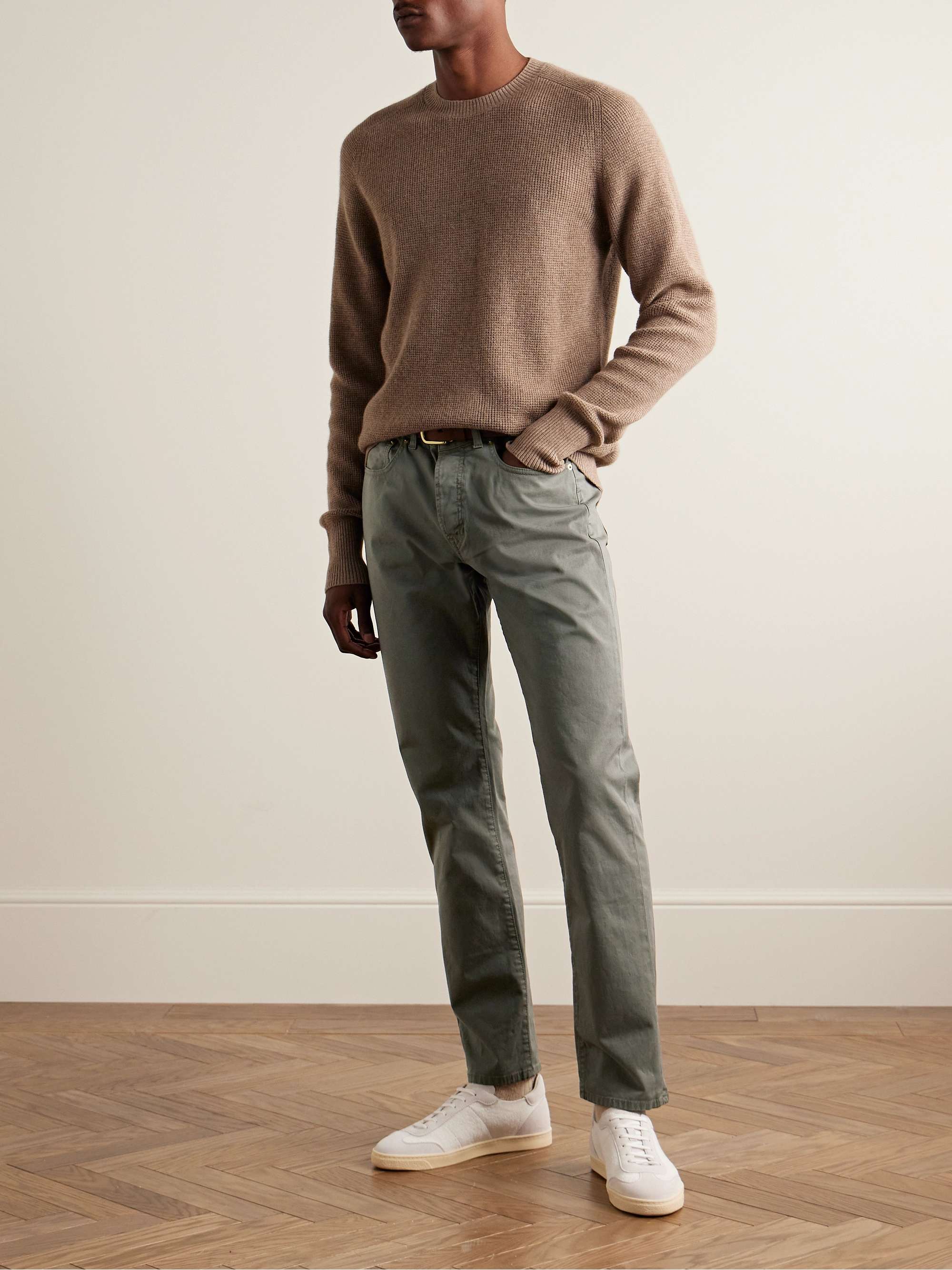 Straight-Leg Stretch-Cotton Twill Trousers view