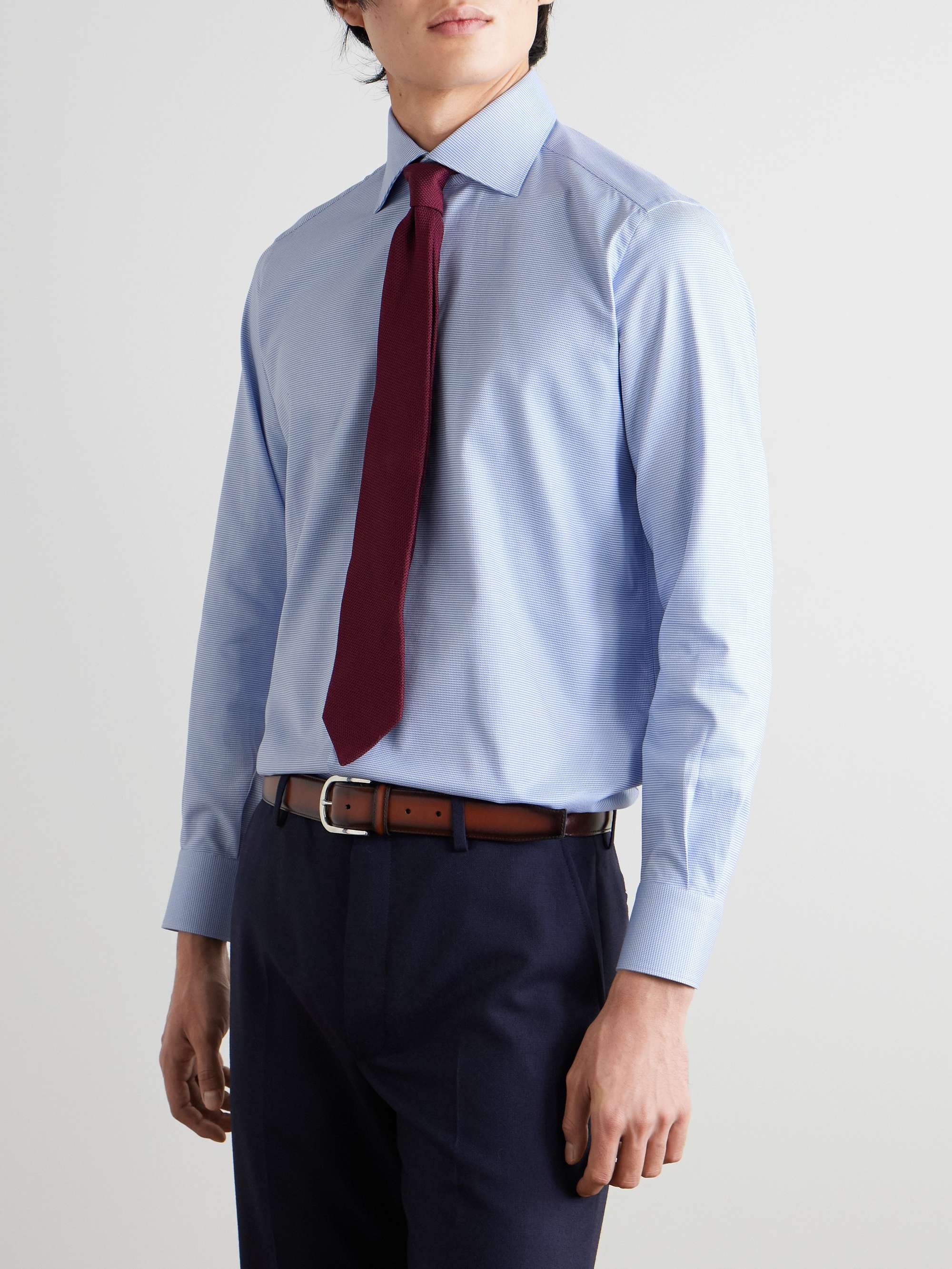 William Cutaway-Collar Houndstooth Cotton Shirt view