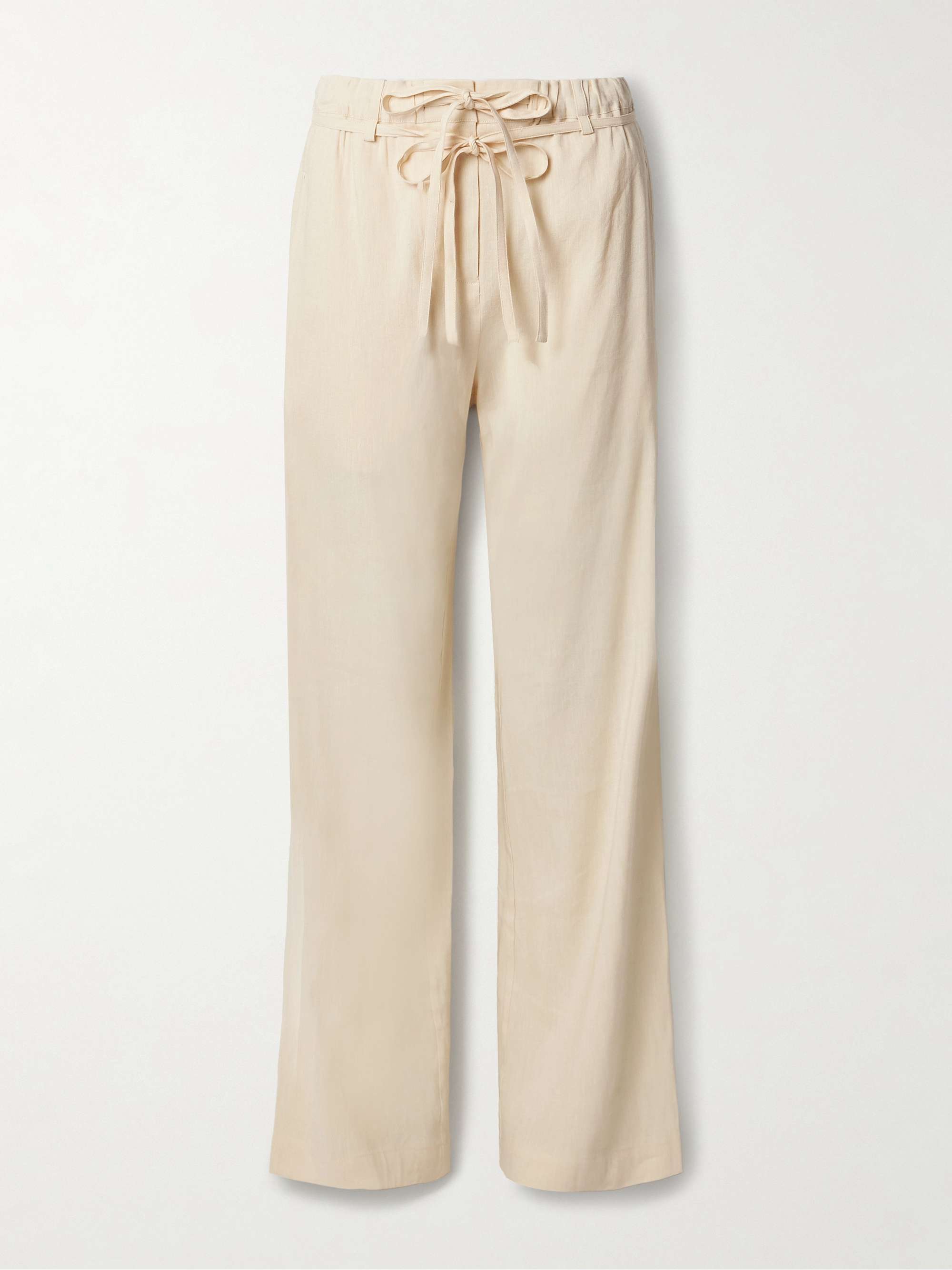 Magnus belted linen-blend wide-leg pants view