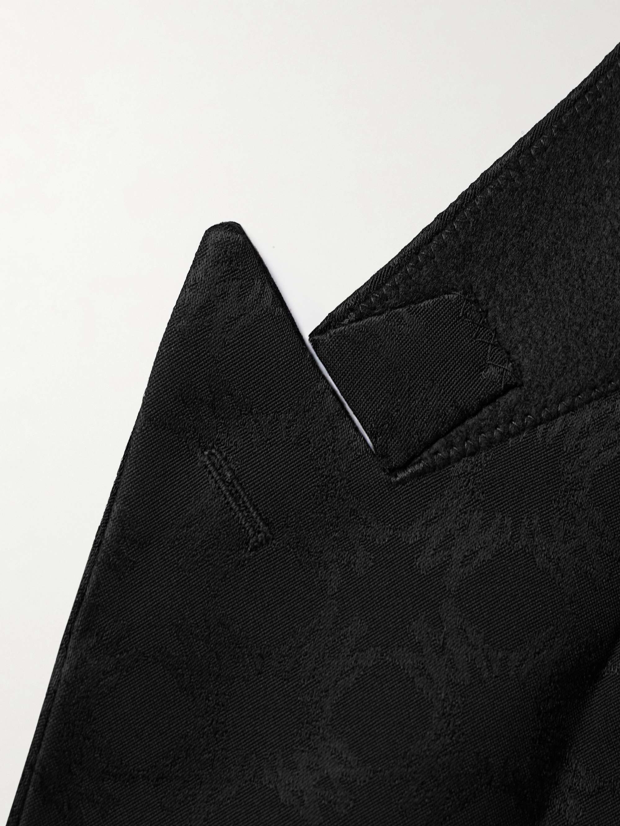 Double-Breasted Satin-Jacquard Suit Jacket view
