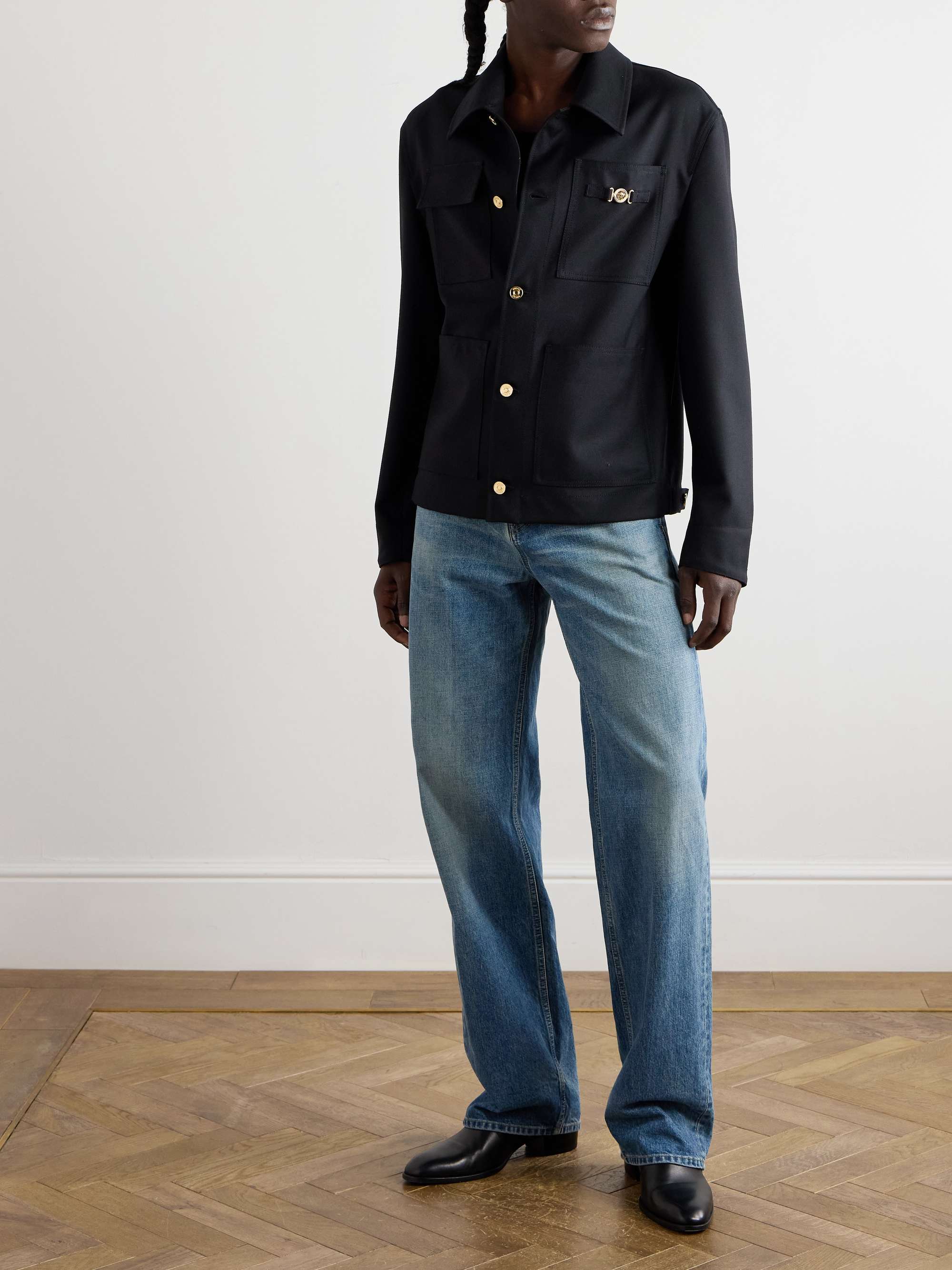 Logo-Appliquèd Wool Shirt Jacket view