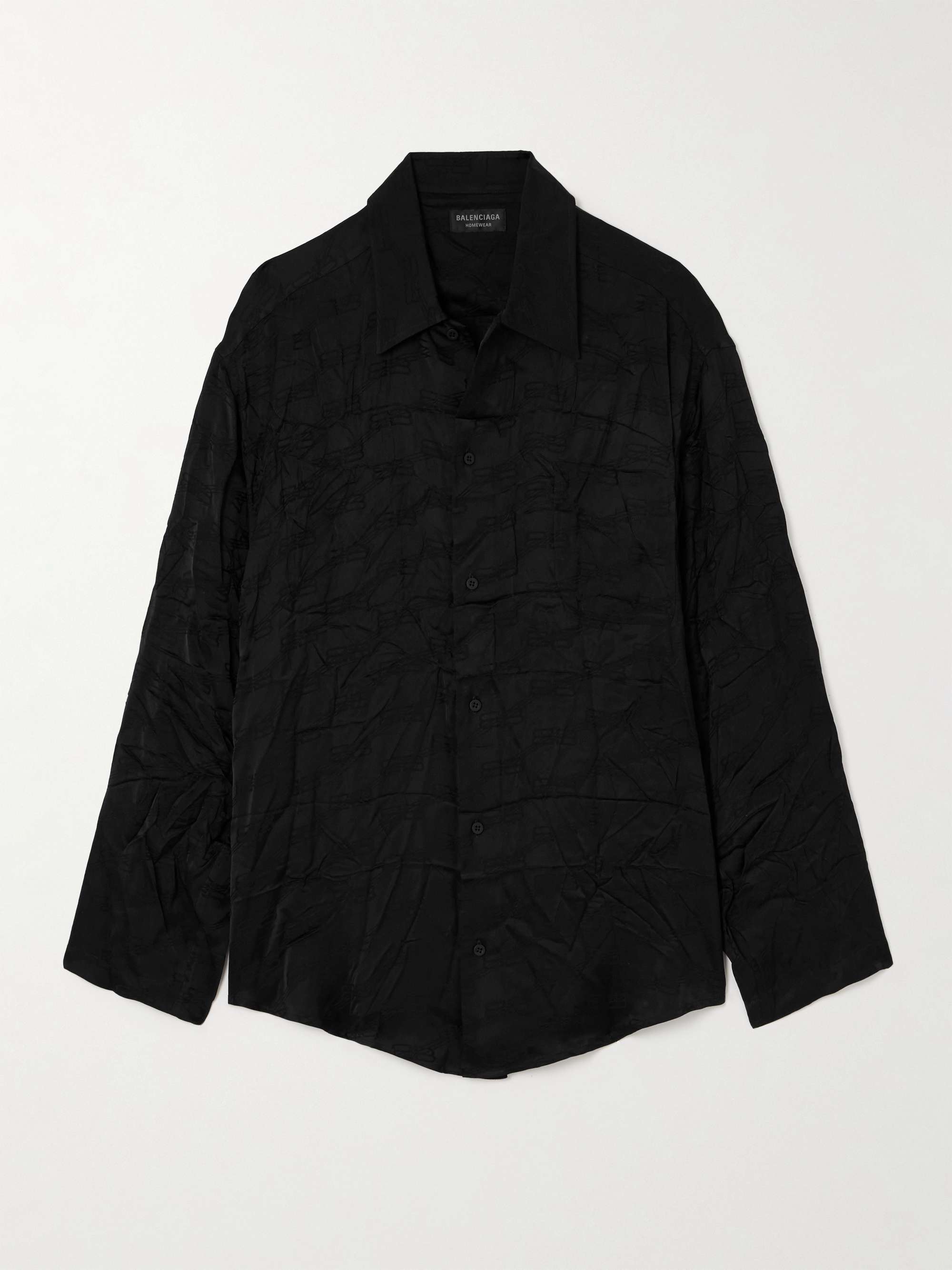 Embroidered crinkled-satin shirt view