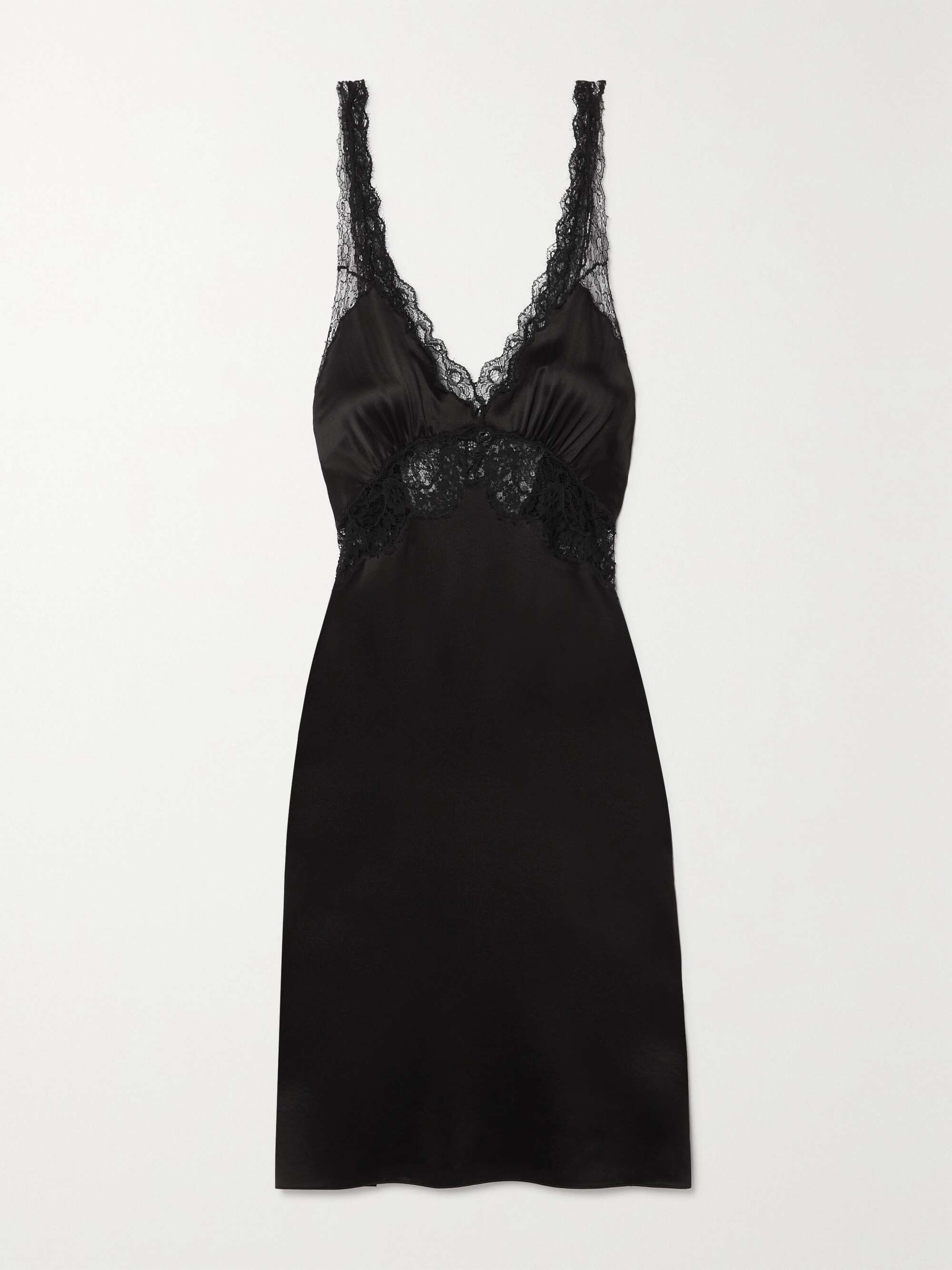 Lace-trimmed silk-satin dress view