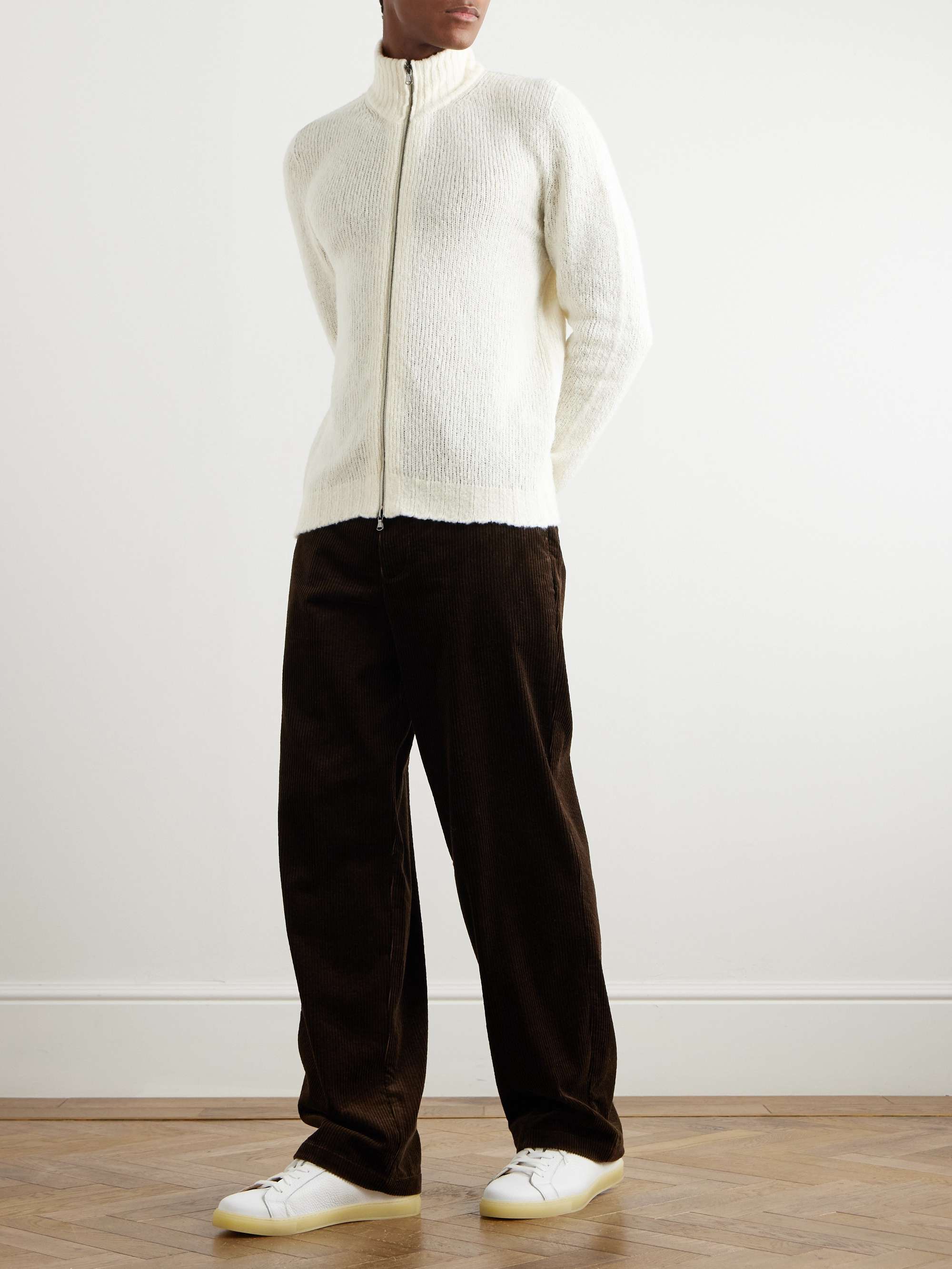 Merino Wool-Blend Zip-Up Cardigan view
