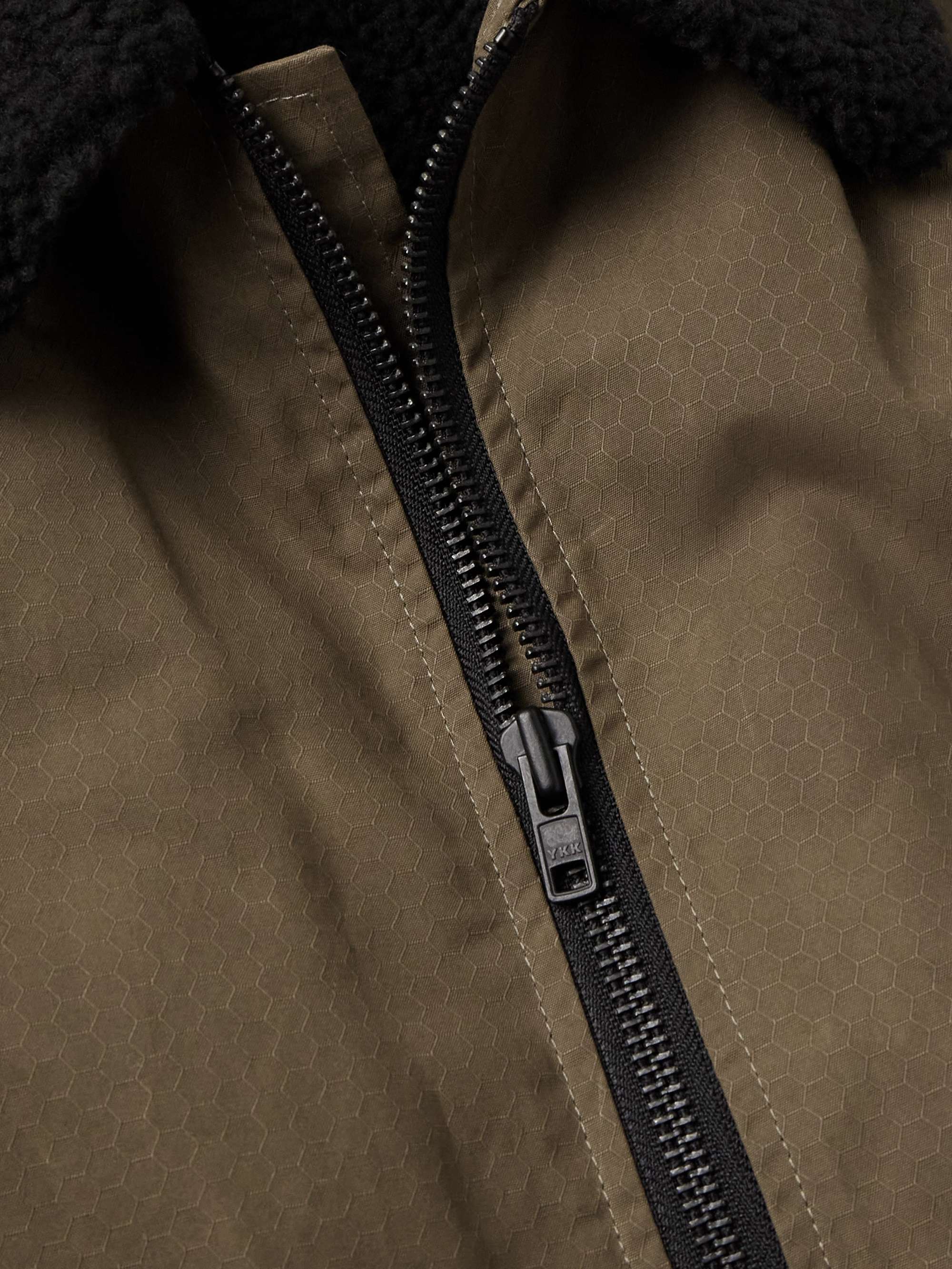Lambeth Fleece-Trimmed Coated-Cotton Jacket view
