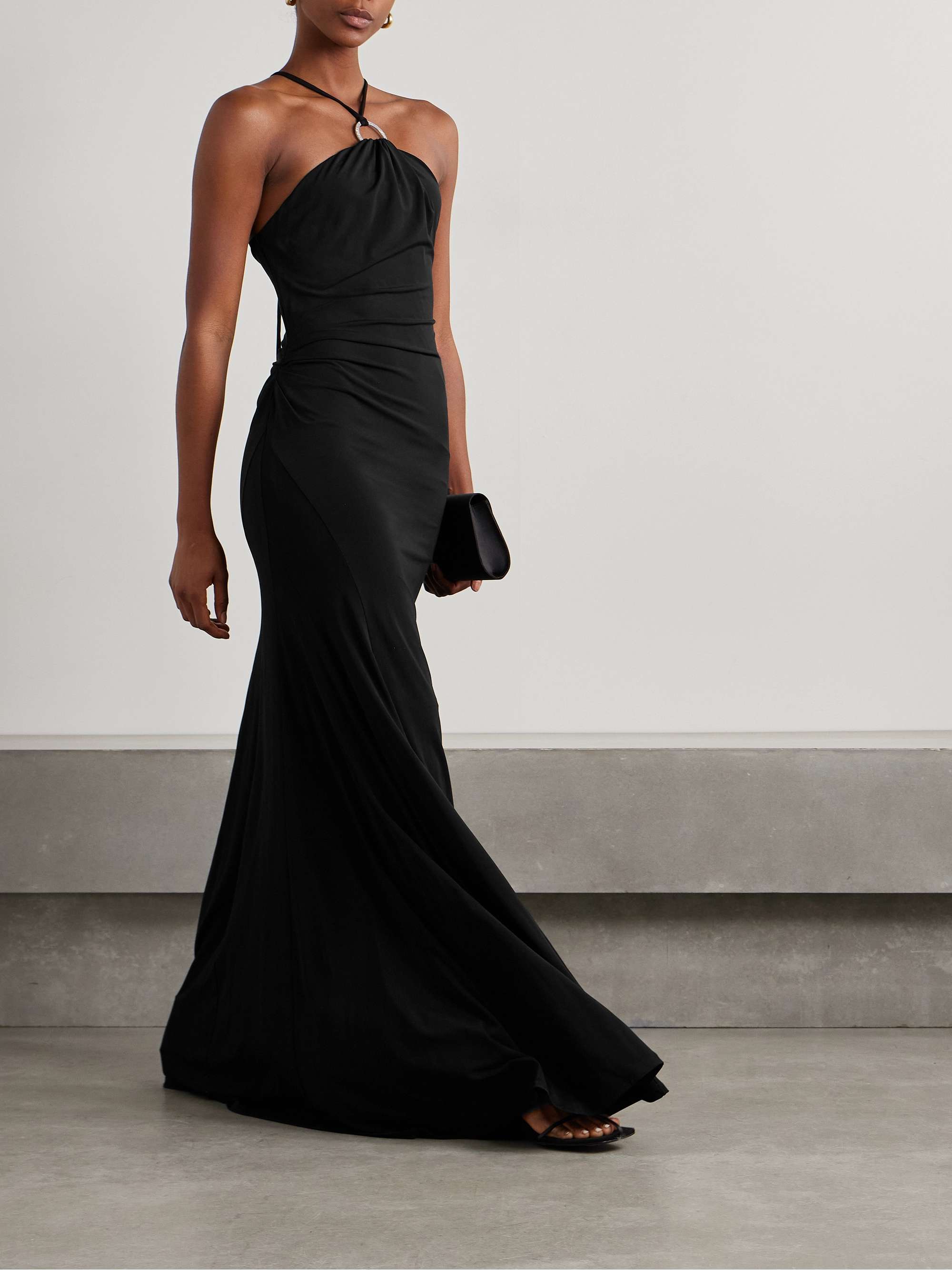 Mika embellished stretch-knit halterneck maxi dress view