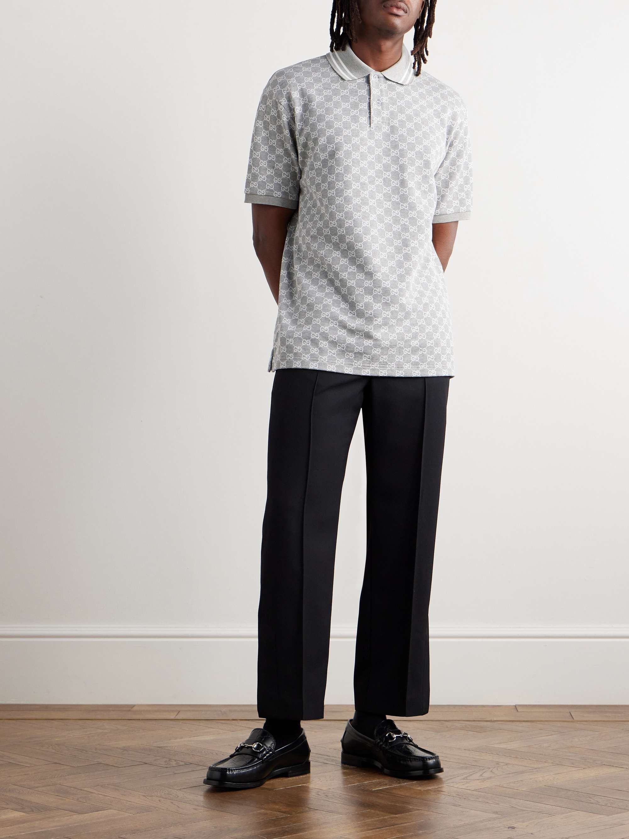 Monogrammed Cotton-Piqué Polo Shirt view