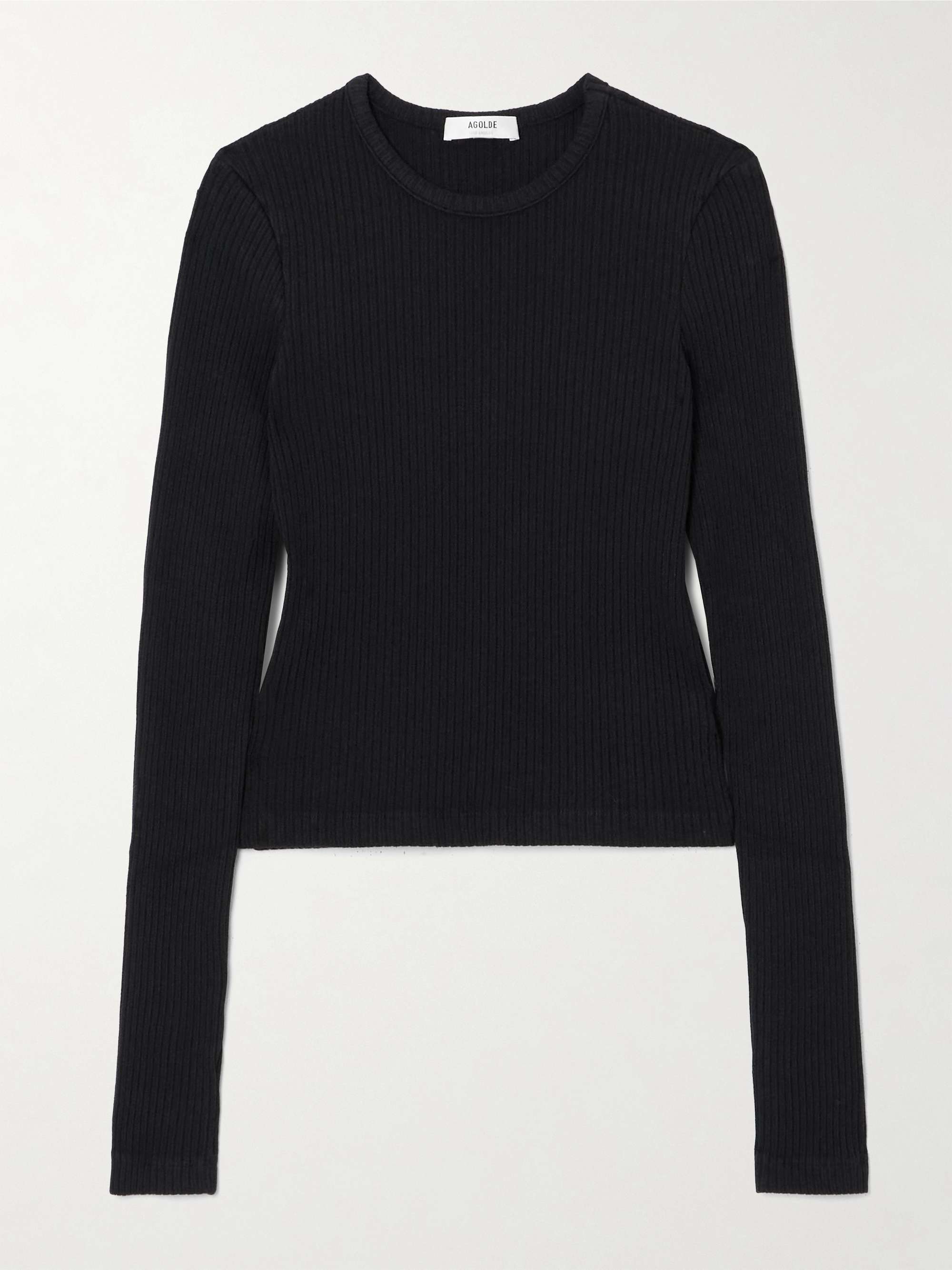 Alma ribbed stretch organic cotton top view