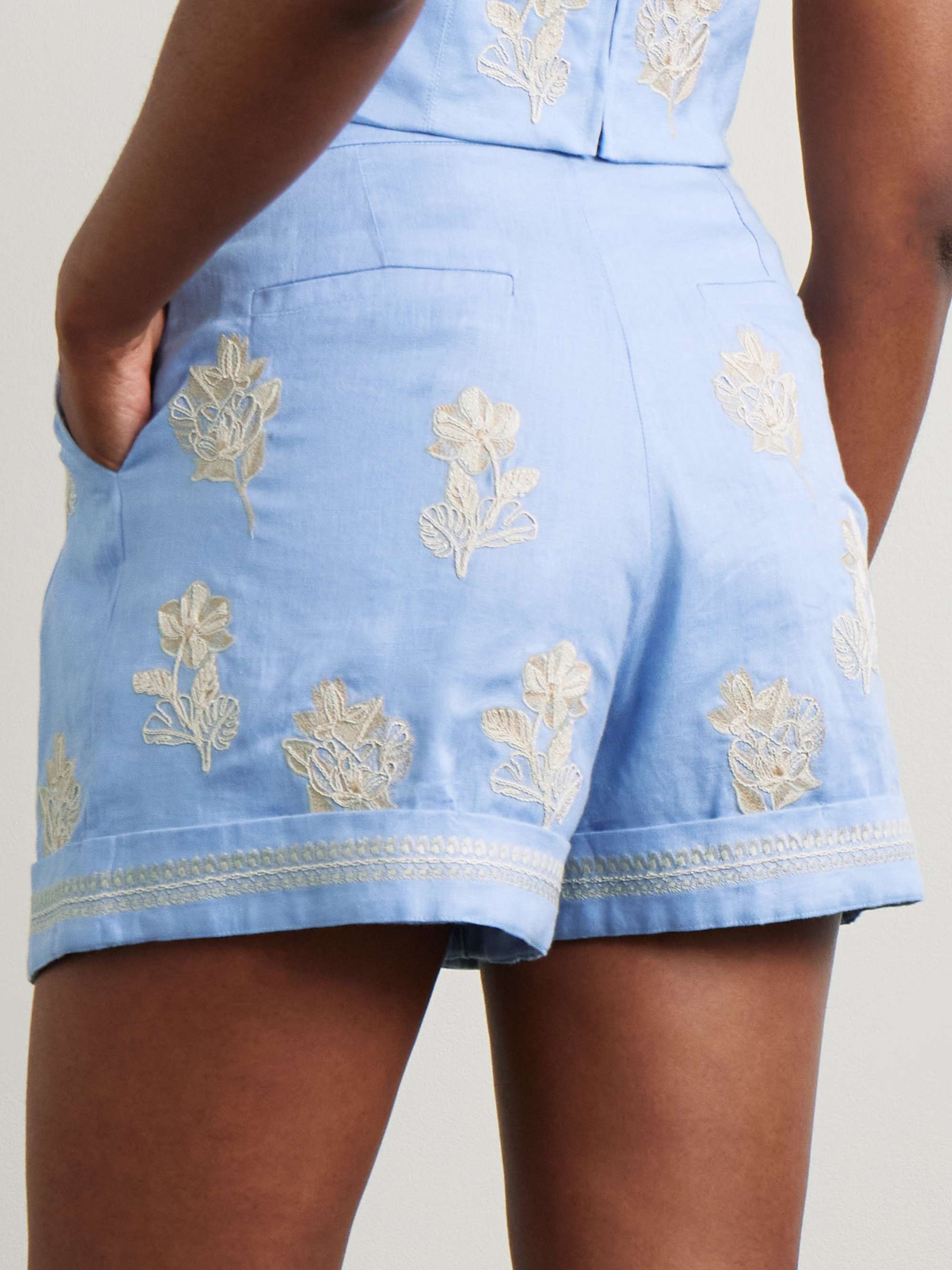Romy Madera embroidered linen shorts view