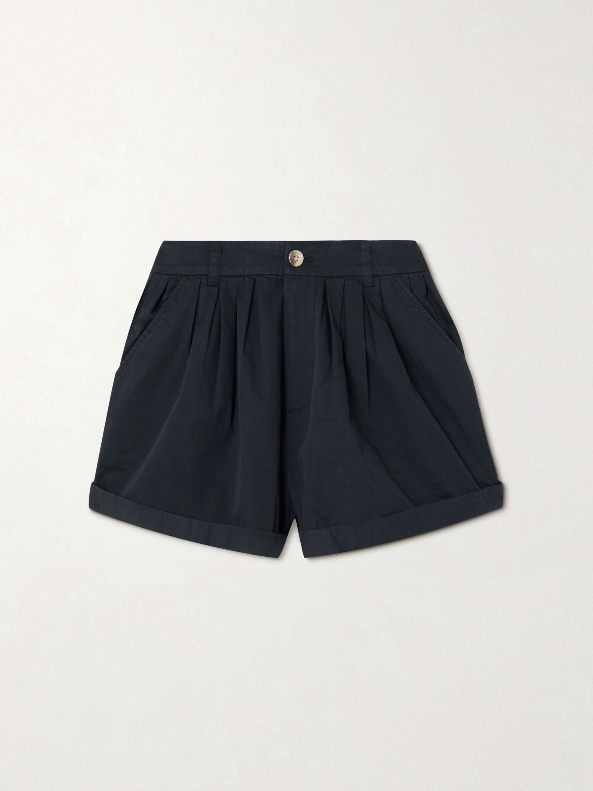 Paige pleated organic cotton-poplin shorts view