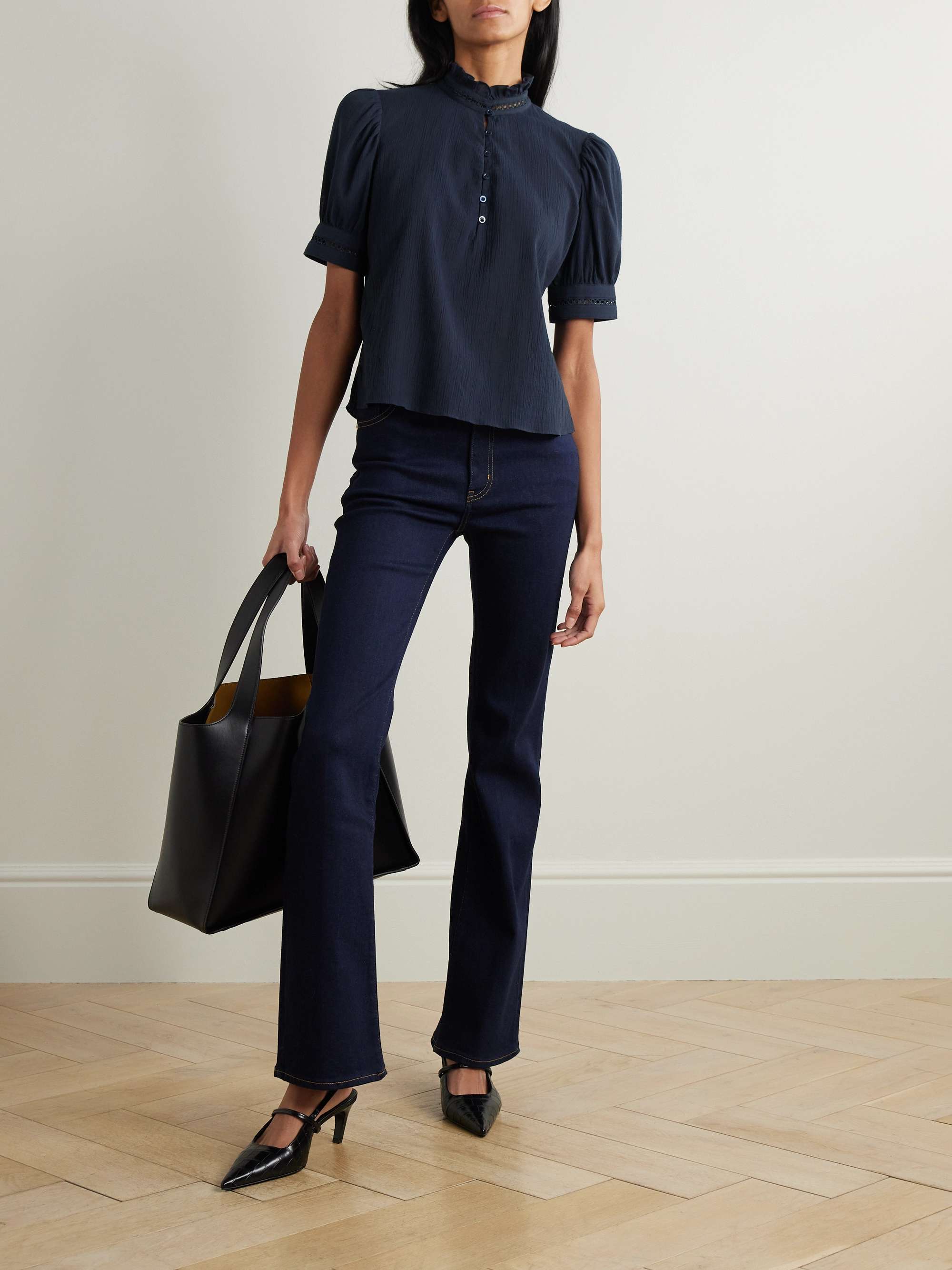 The Ruffle textured-cotton blouse view