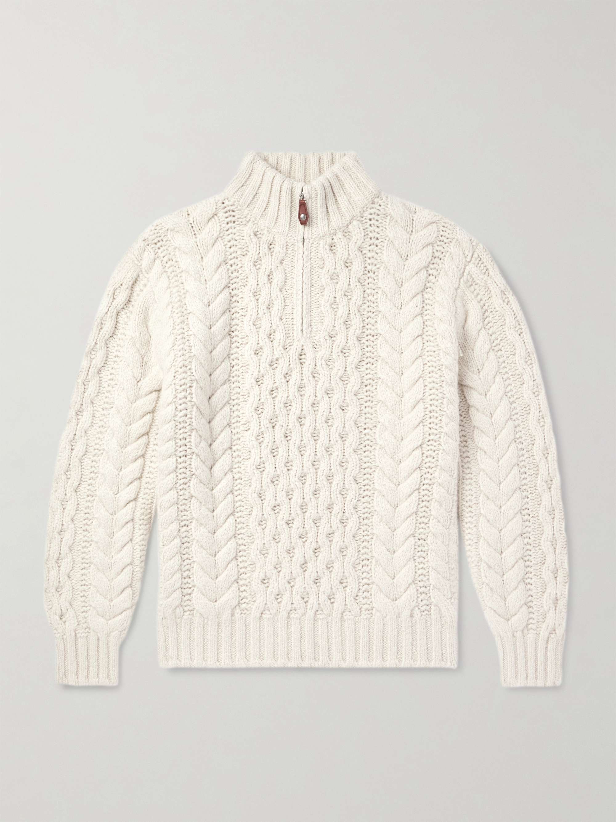 Valduggia Cable-Knit Cashmere Half-Zip Sweater view