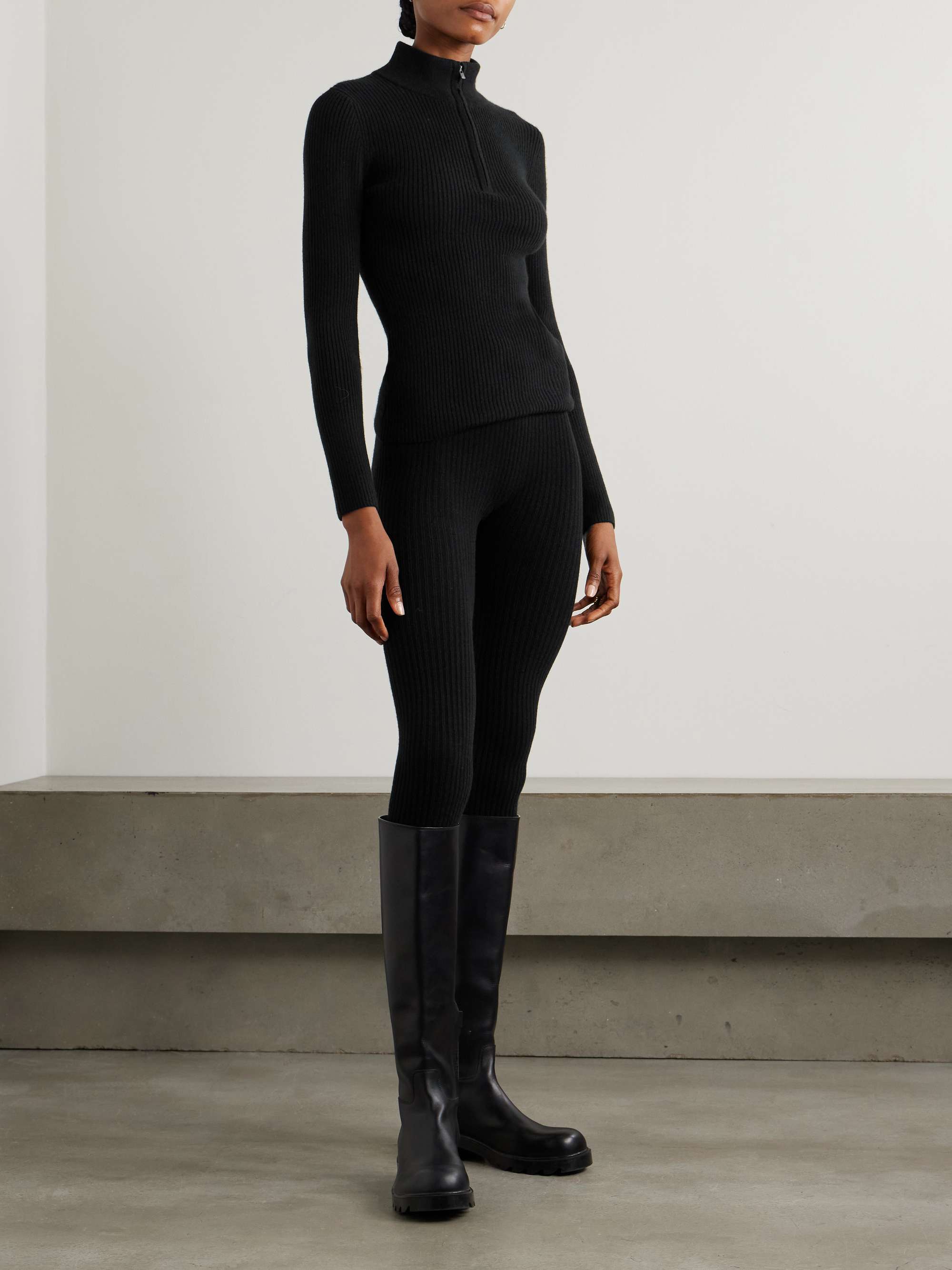 Ella ribbed cashmere sweater and leggings set view