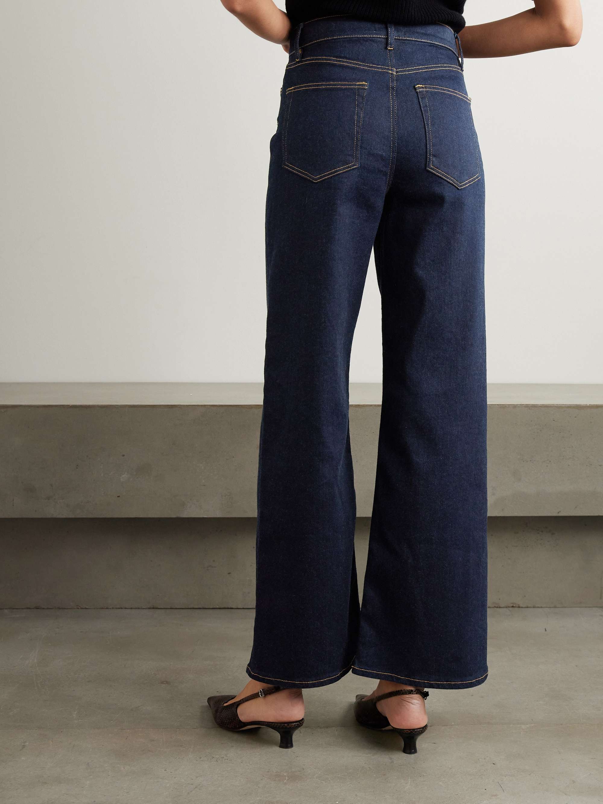 Le Slim Palazzo topstitched high-rise wide-leg jeans view