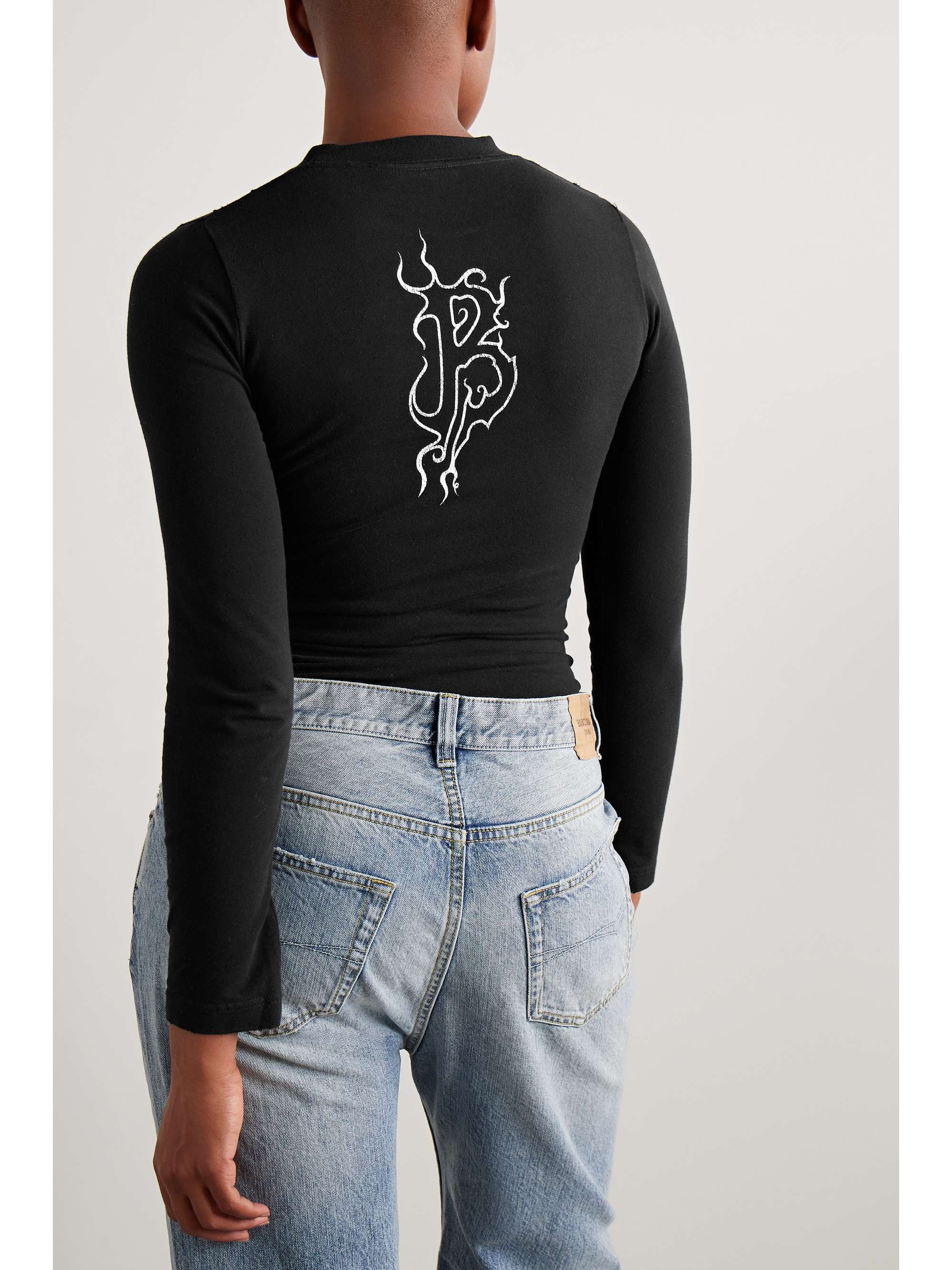 Printed stretch-cotton jersey top view