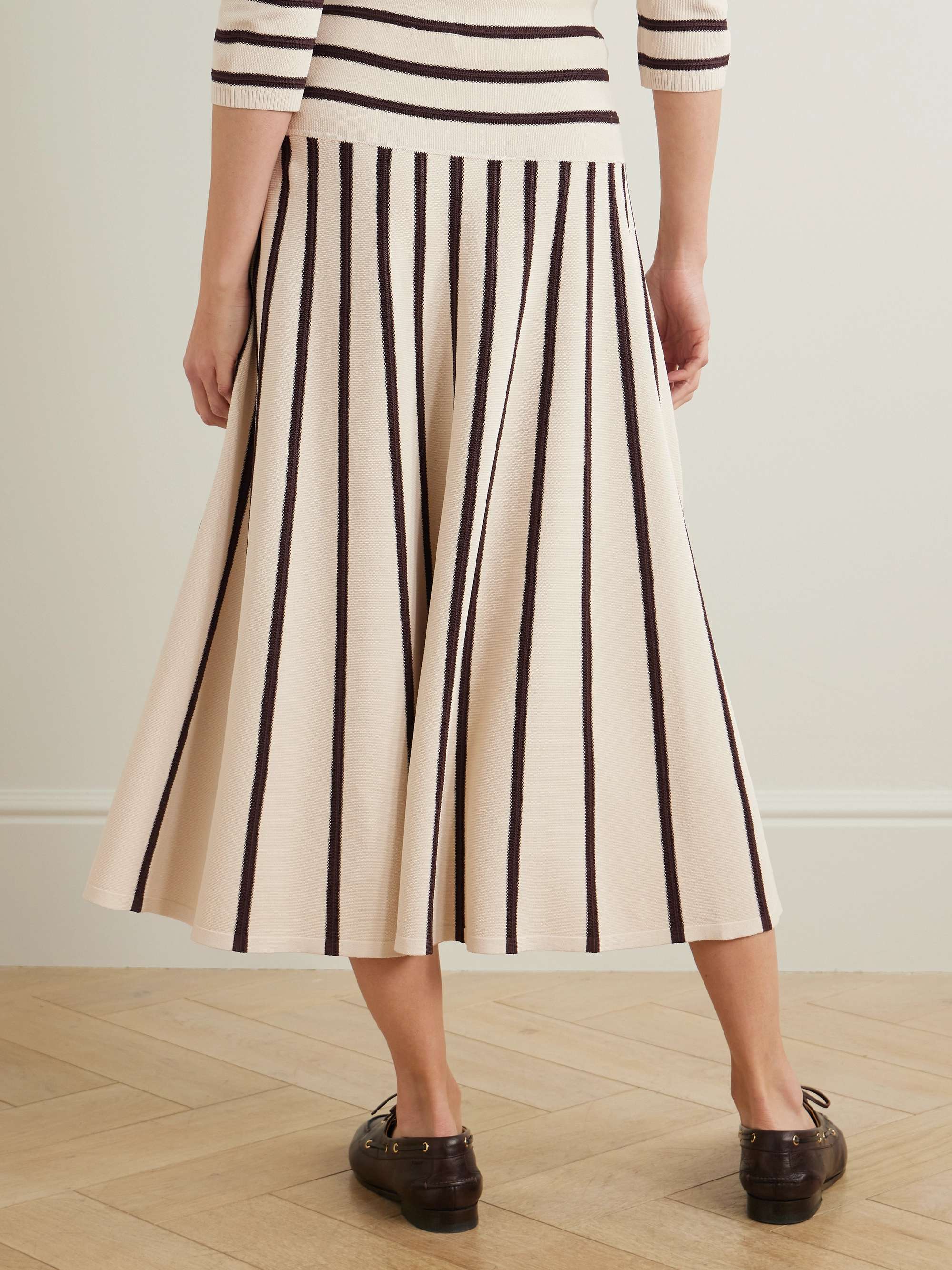 Illuminate striped knitted midi skirt view