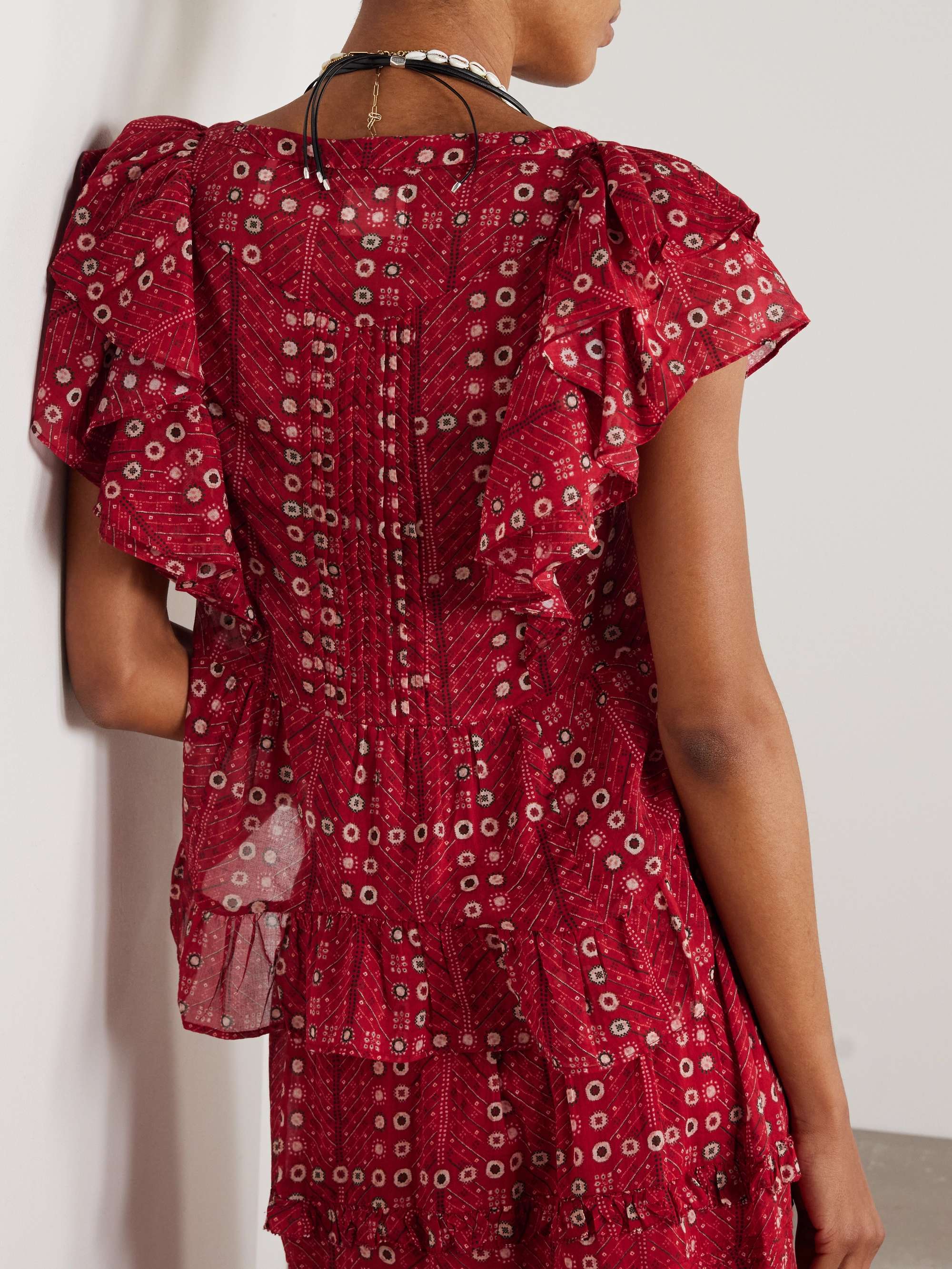 Ruffled printed organic cotton-voile blouse view